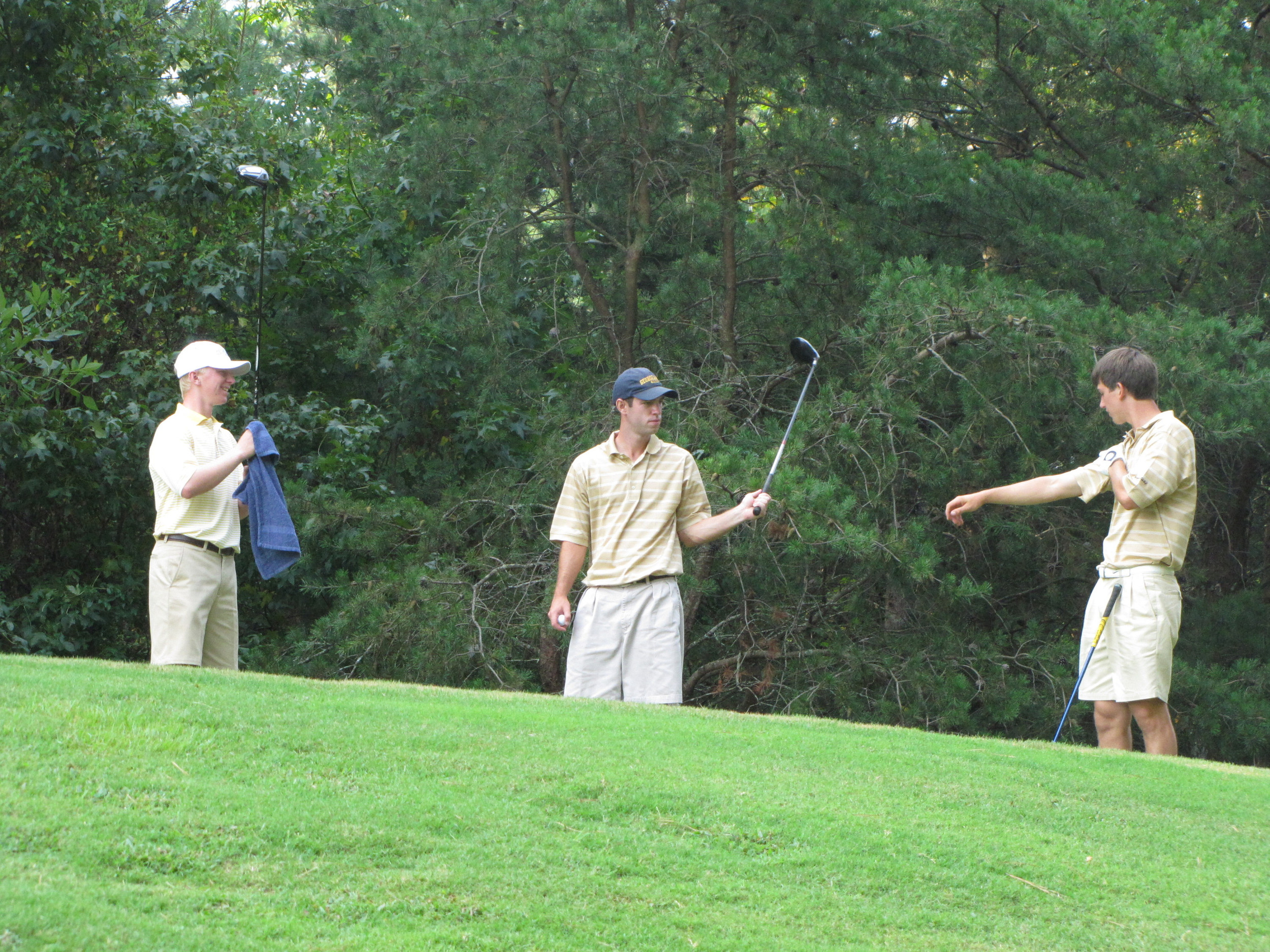 Anders Albertson, William Miller and Ollie Schniederjans during Georgia Tech's preseason qualifying, September 3 at the Golf Club of Georgia.