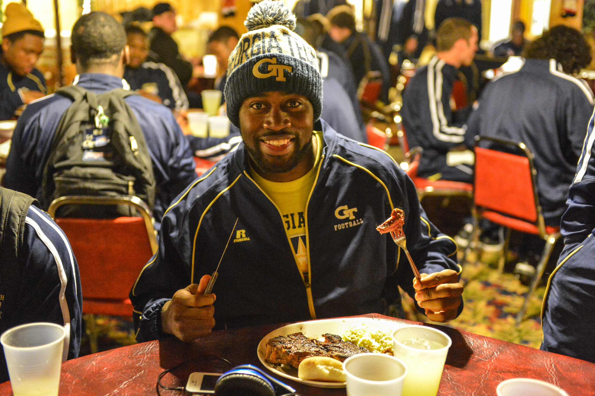 The players enjoyed a delicious steak dinner from Cattleman's Steakhouse in El Paso as part of bowl activities for the 2012 Hyundai Sun Bowl.