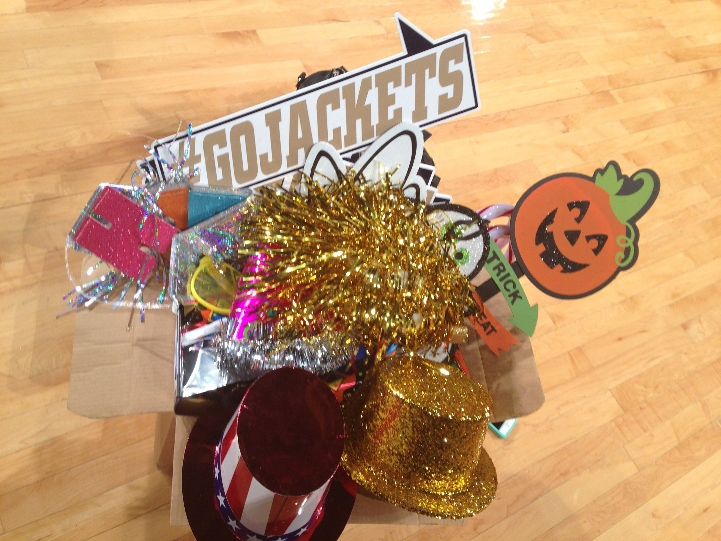 Lots of fun props at the Yellow Jacket photo shoot!