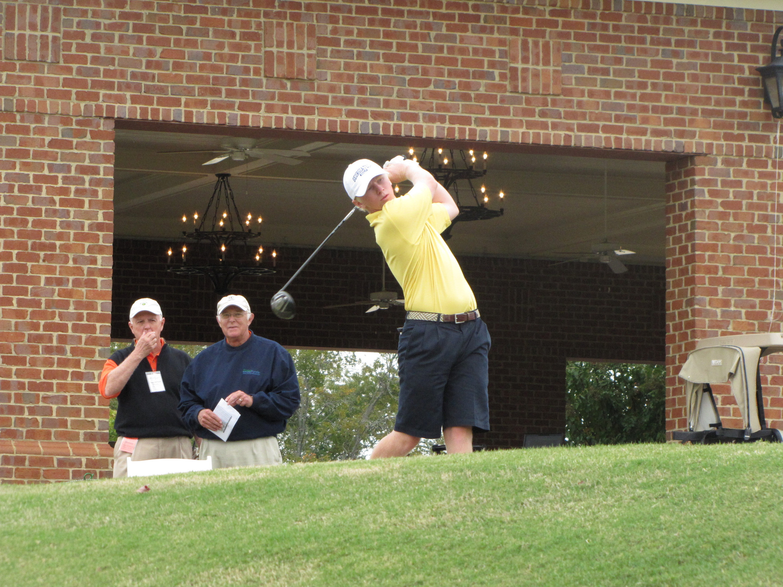 Anders Albertson tees off on No. 10 during the final round of the Brickyard Collegiate - October 9, 2011.