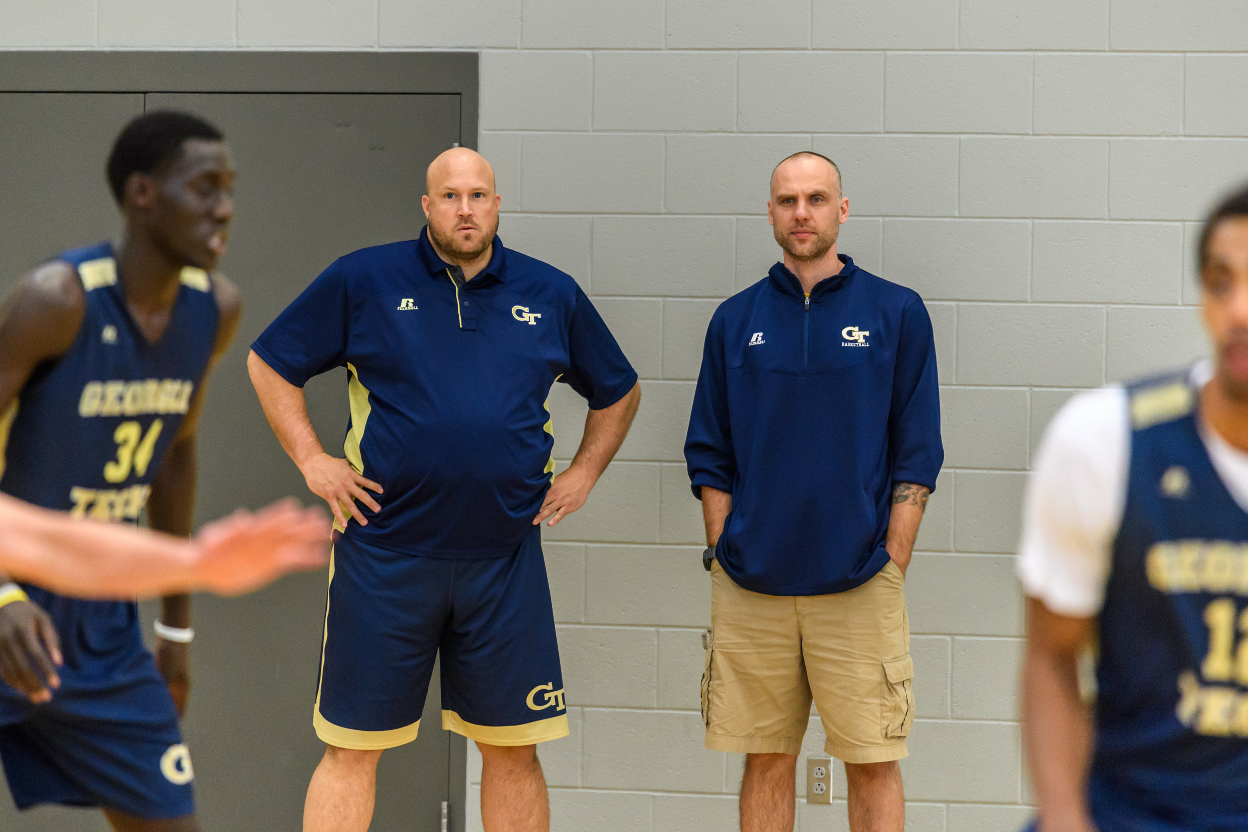 Julian Swartz & Dan Taylor at Georgia Tech men's basketball practice, Zelnak Center, October 11, 2016