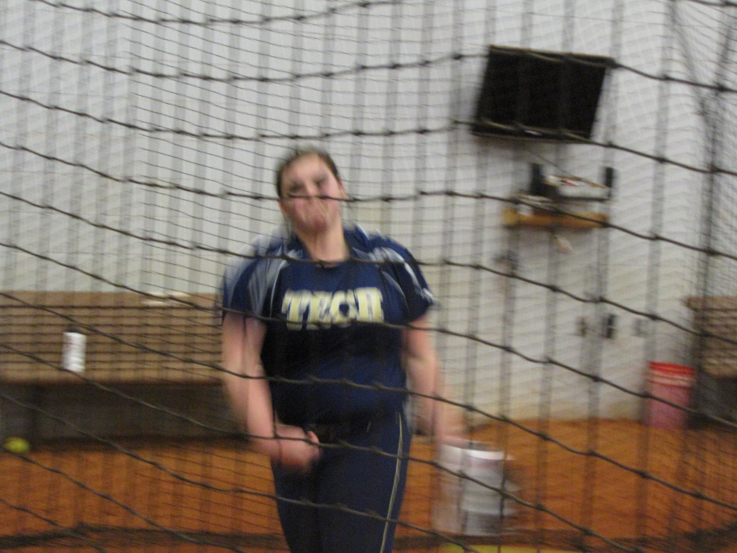 Hope Rush warms up in the batting cages