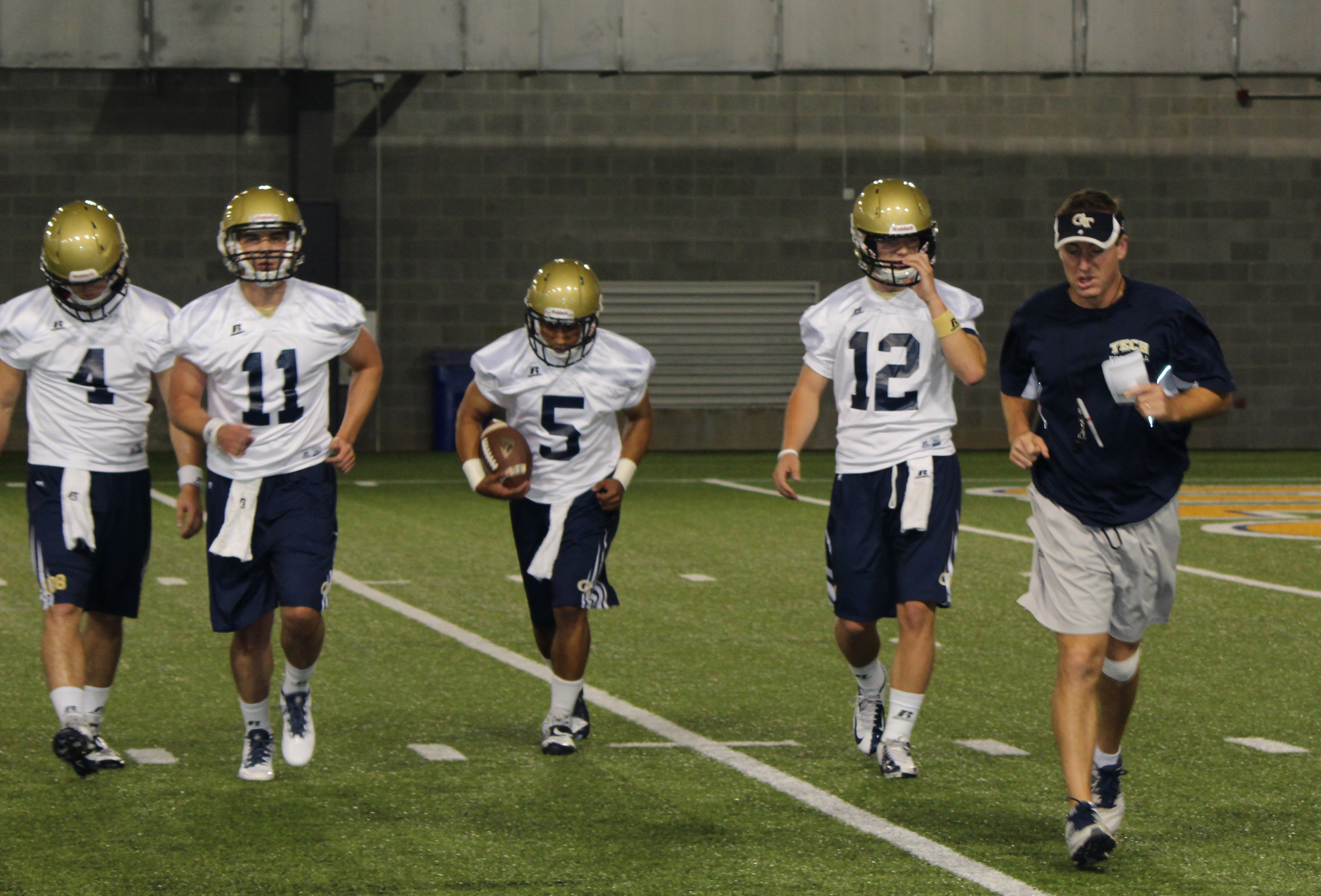 QB Coach Bryan Cook with the quarterbacks