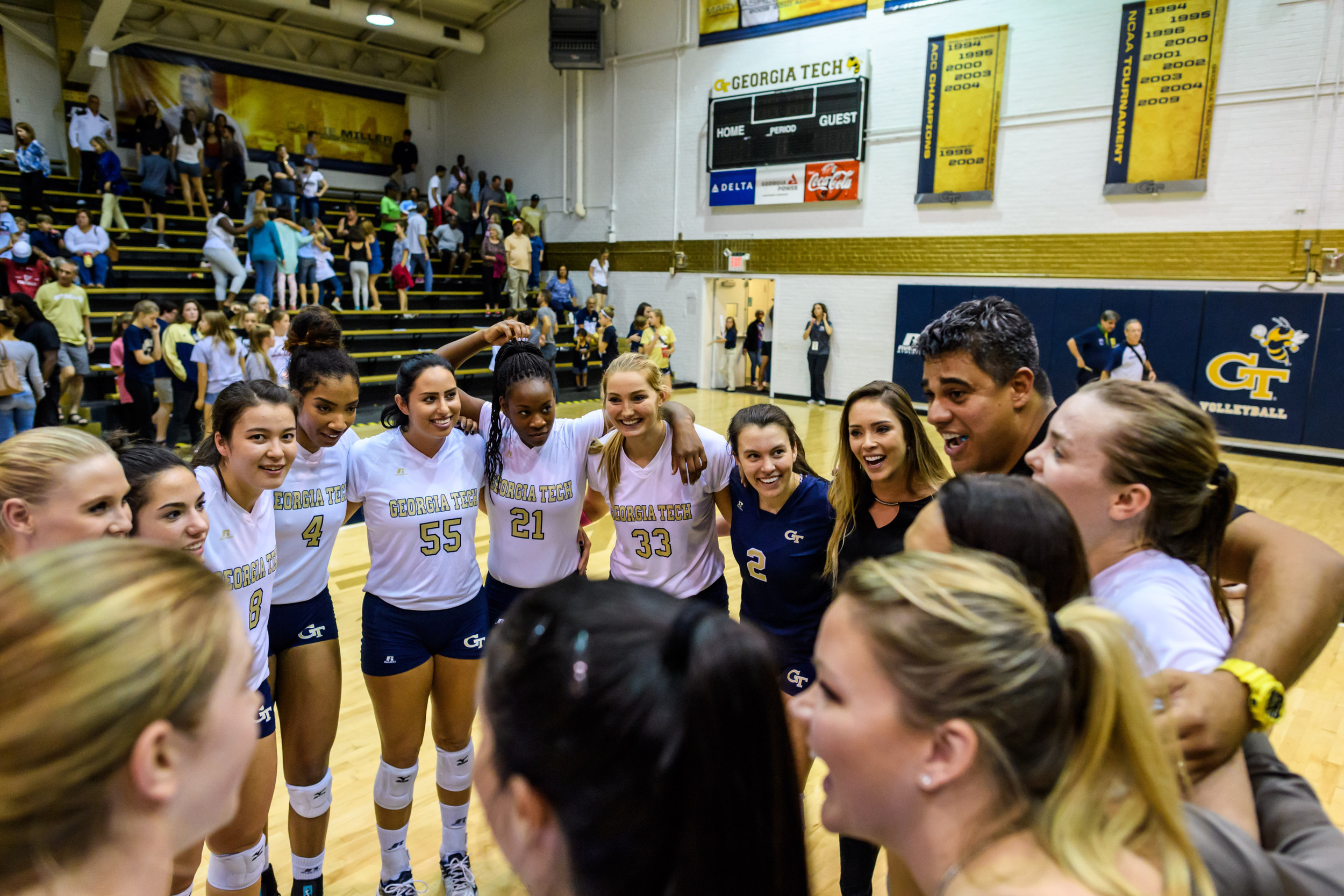 Coach Collier talks to the team after the win