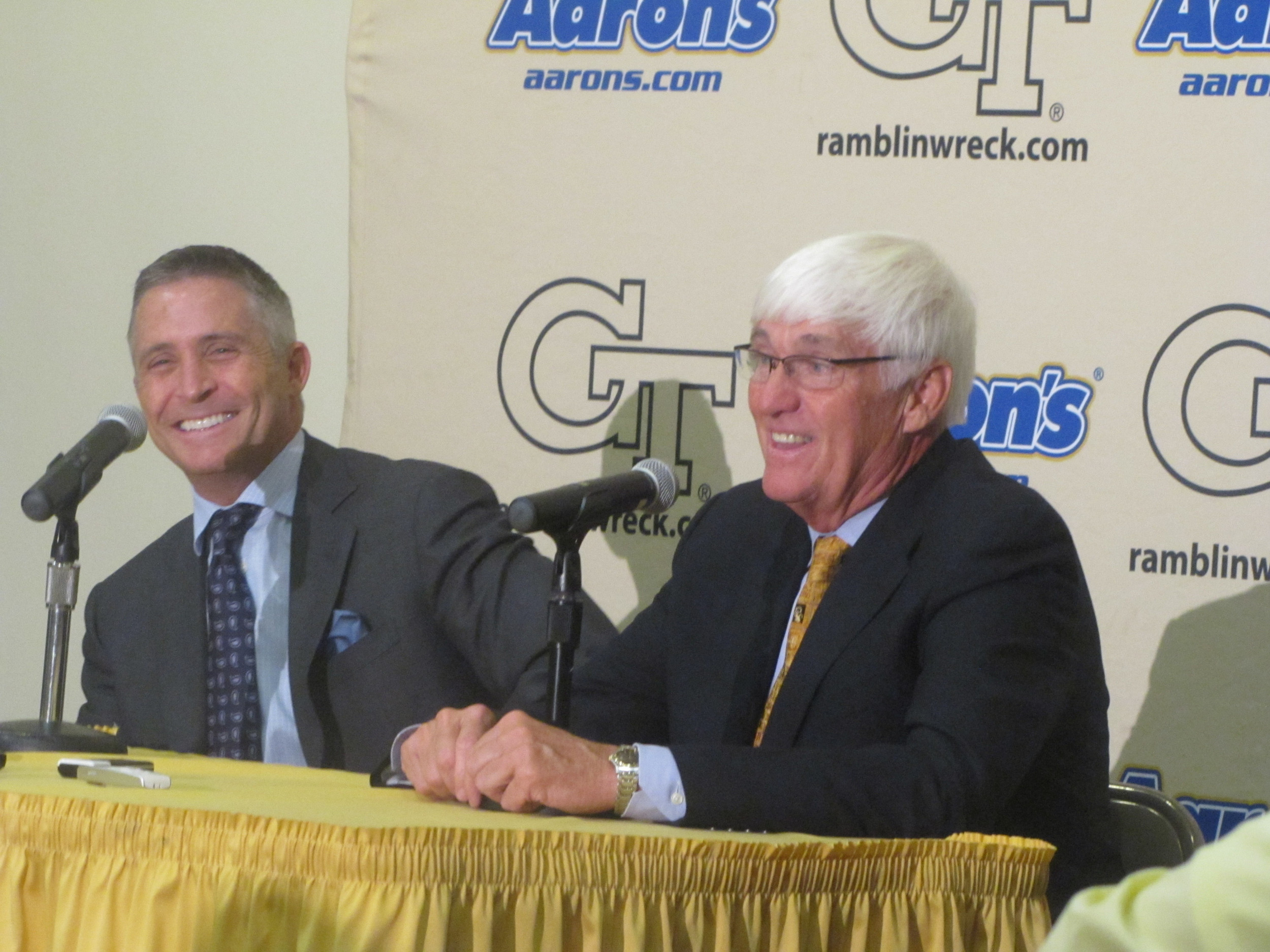 Brian Gregory and Bobby Cremins meet the media on Aug. 22.