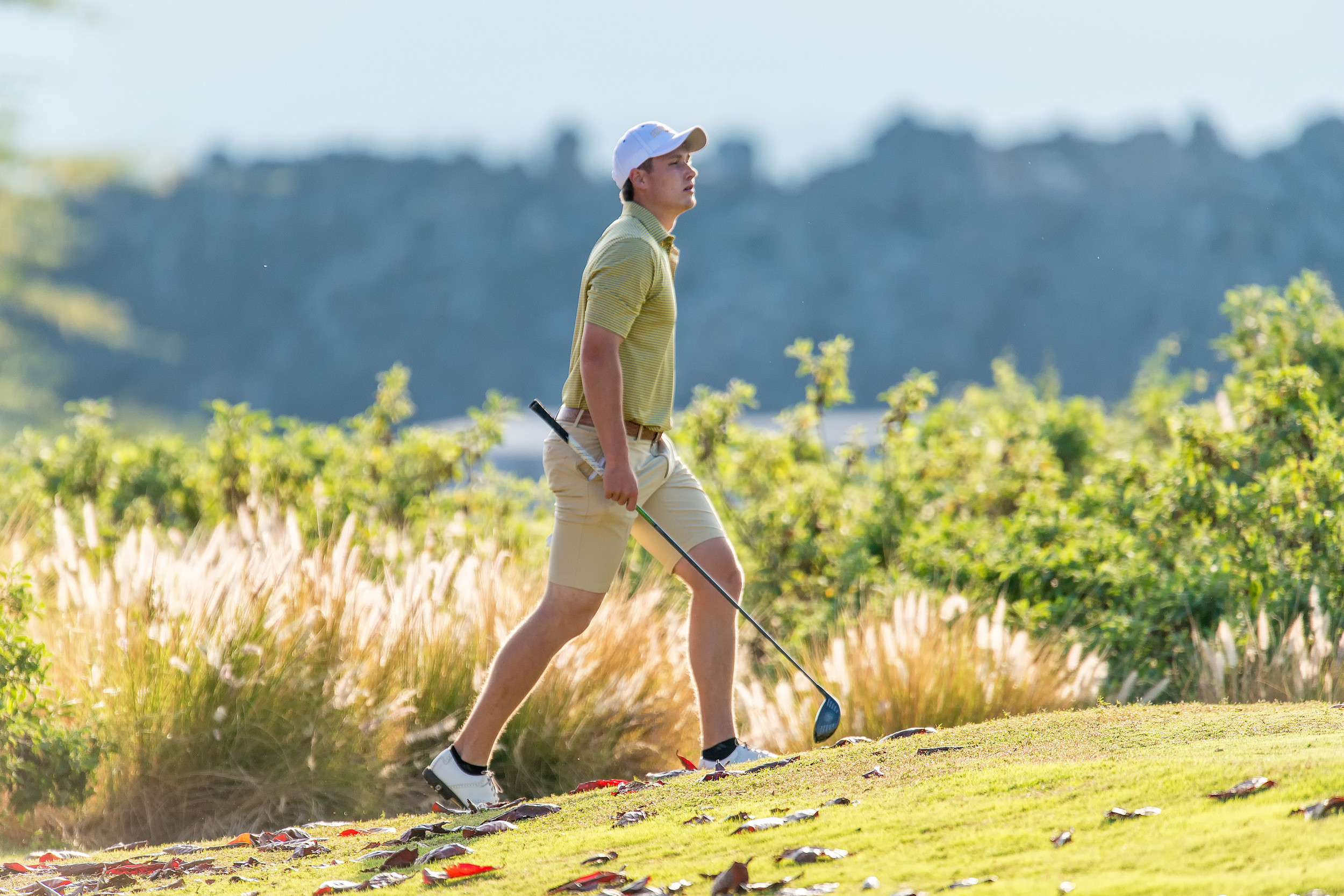 WAIKOLOA, HI - February 4, 2016: Vincent Whaley of the Georgia Tech Yellow Jackets Men's Golf Team competing at the Amer Ari Intercollegiate Invitational at the Kings Course at the Waikoloa Golf Club.