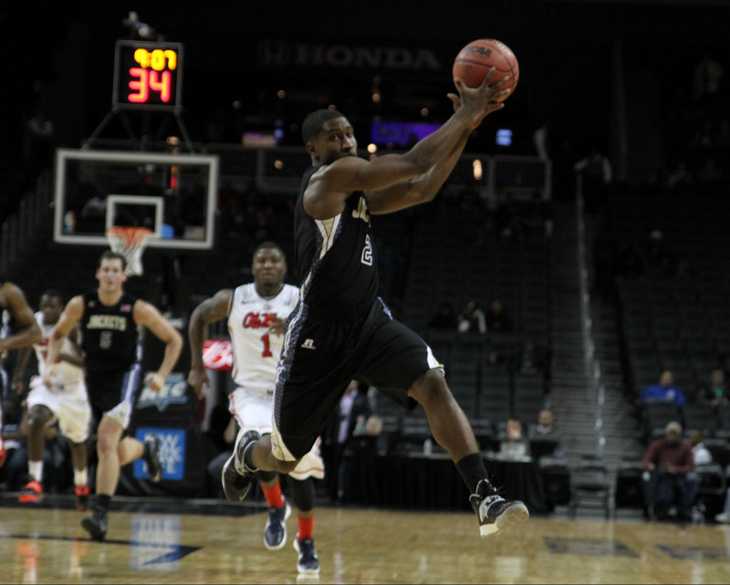 Solomon Poole goes to the hoop against Ole Miss in the first round of the Barclays Classic in Brooklyn, N.Y.
