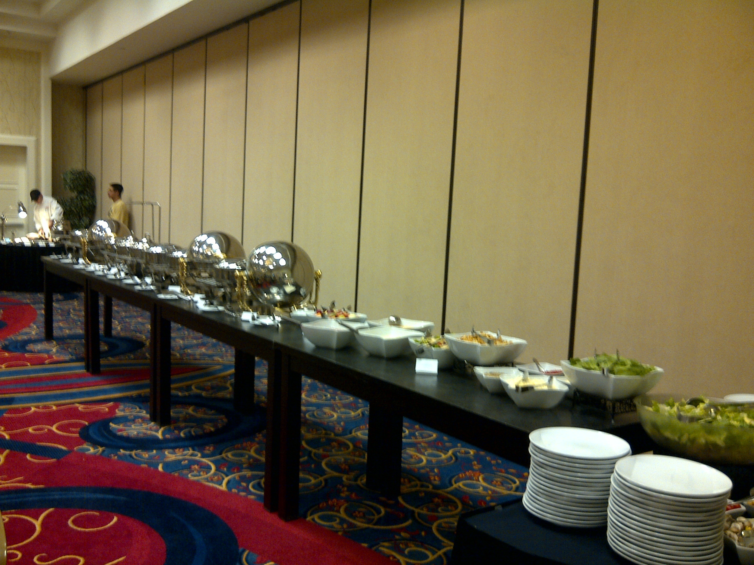 Dinner is ready for the team at the hotel