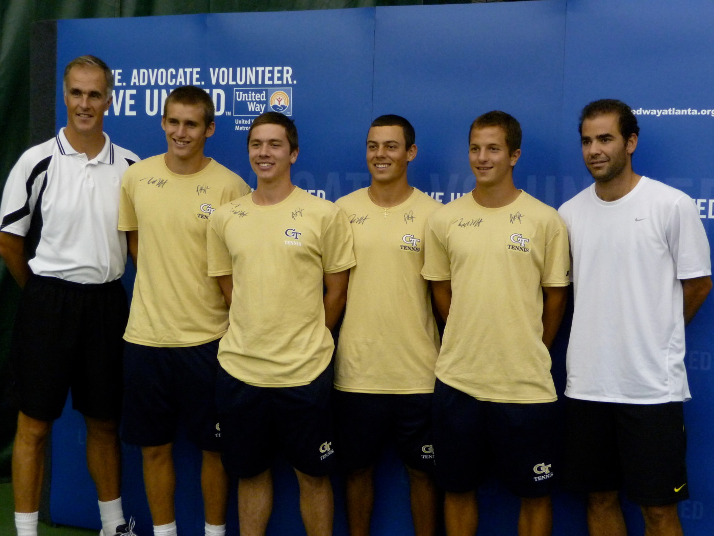 Todd Martin (left) and Pete Sampras with Kevin King, Eliot Potvin, Ryan Smith and Dusan Miljevic