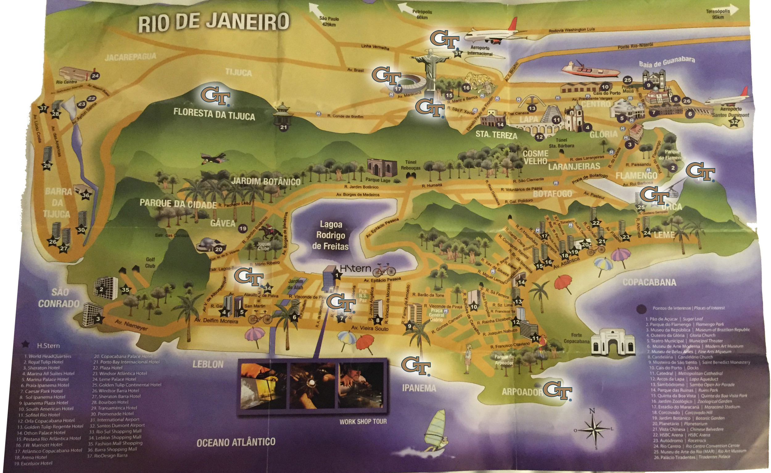 Places we've been in Rio are marked with a GT!