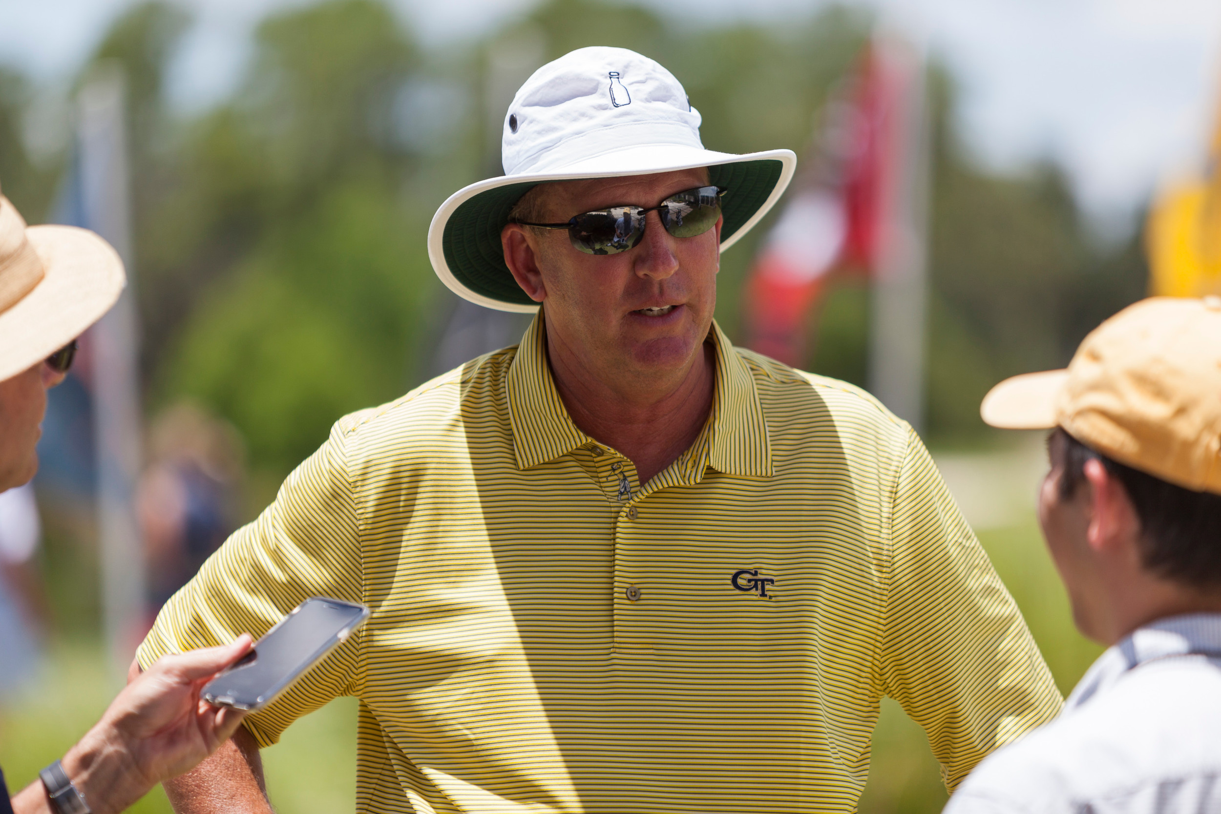 Georgia Tech coach Bruce Heppler media interview following second round of the NCAA Championship, May 30, 2015, Bradendon, Fla.