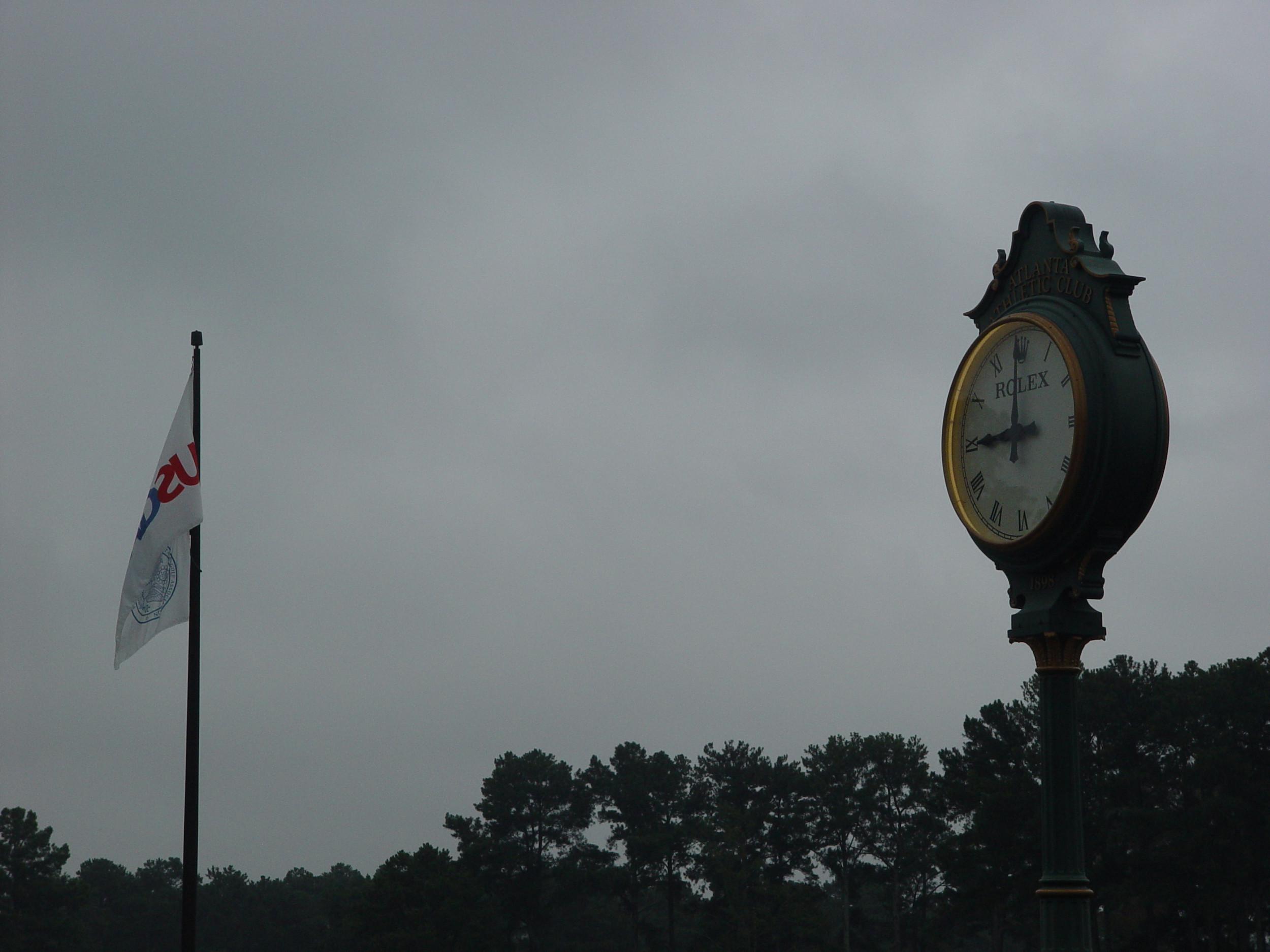 Tee time approaches for Ollie Schniederjans before the second round of the U.S. Amateur Championship, August 12, 2014, on the Highlands Course at Atlanta Athletic Club.