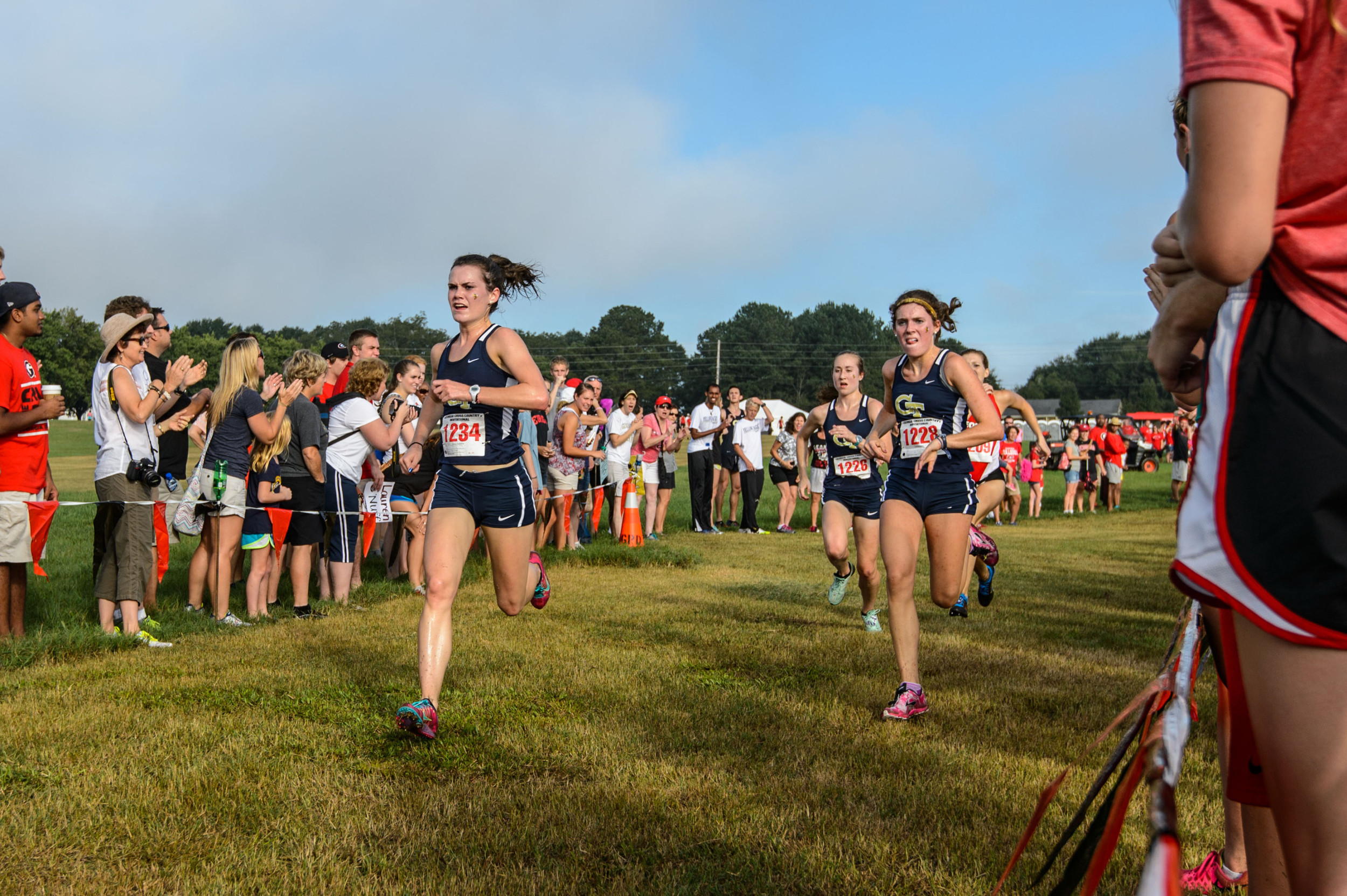 The Women's Cross Country team runs at the UGA Invitational