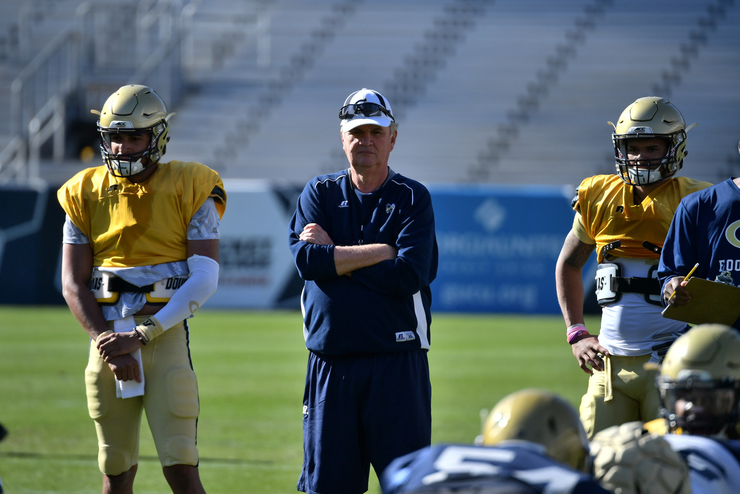Spring Practice - 3/31/18 Paul Johnson, Lucas Johnson (7), Tobias Oliver (18)
