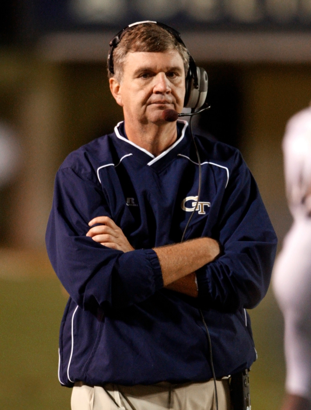 Georgia Tech head coach Paul Johnson walks the sideline as the Yellow Jackets play Vanderbilt in the second quarter. (AP Photo/Mark Humphrey)
