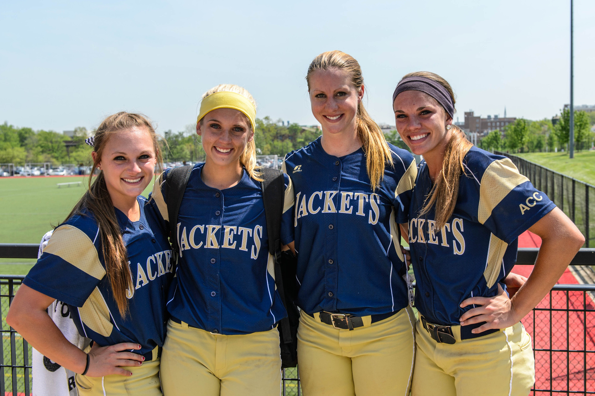 Great careers as Georgia Tech Softball players come to a close for Hayley Downs (1), Kaitlin Kates (12), Alysha Rudnik (25), and Ashley Thomas (5)