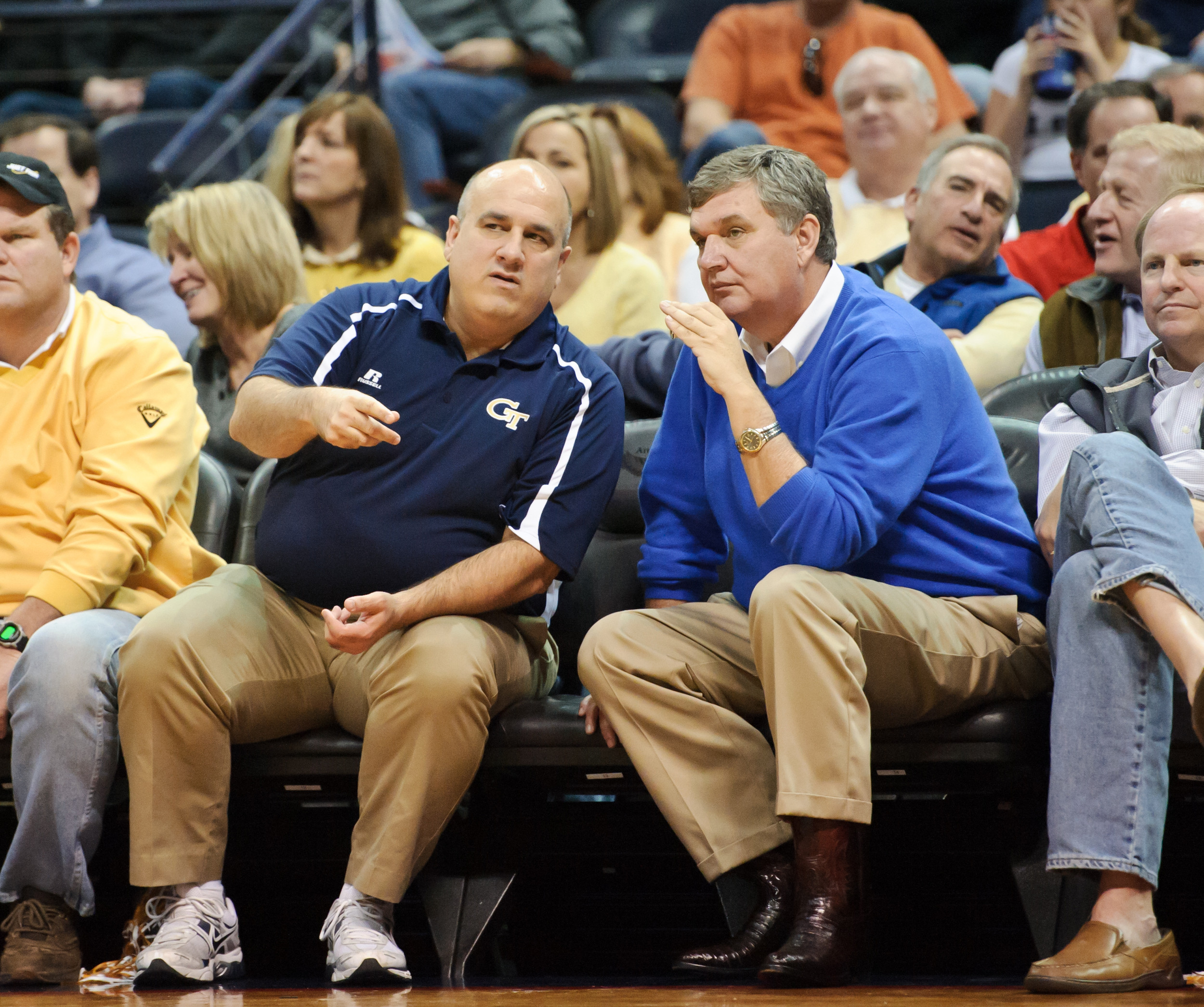 Coach Paul Johnson watches the game.