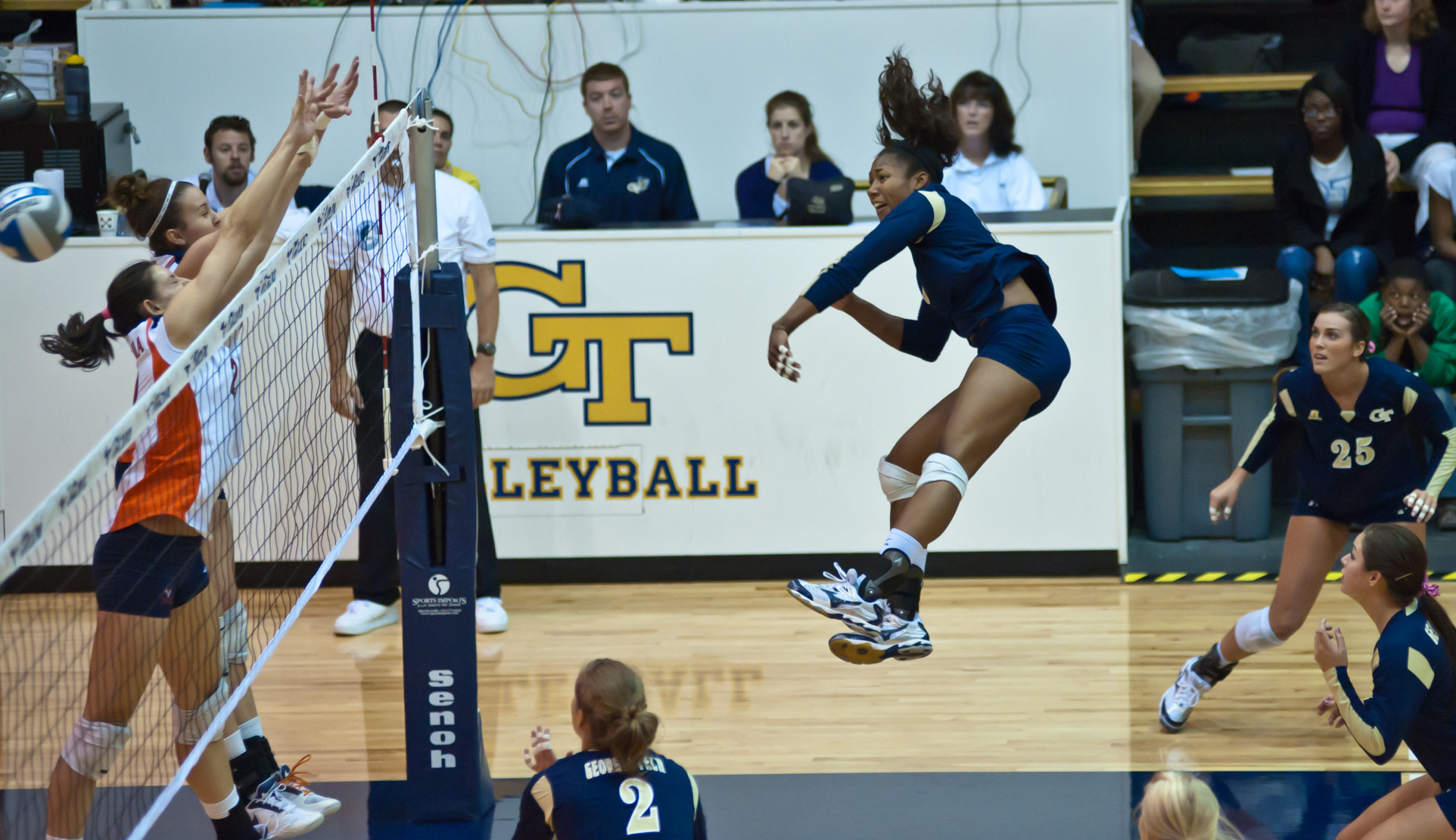 Monique Mead (5) tallies another kill