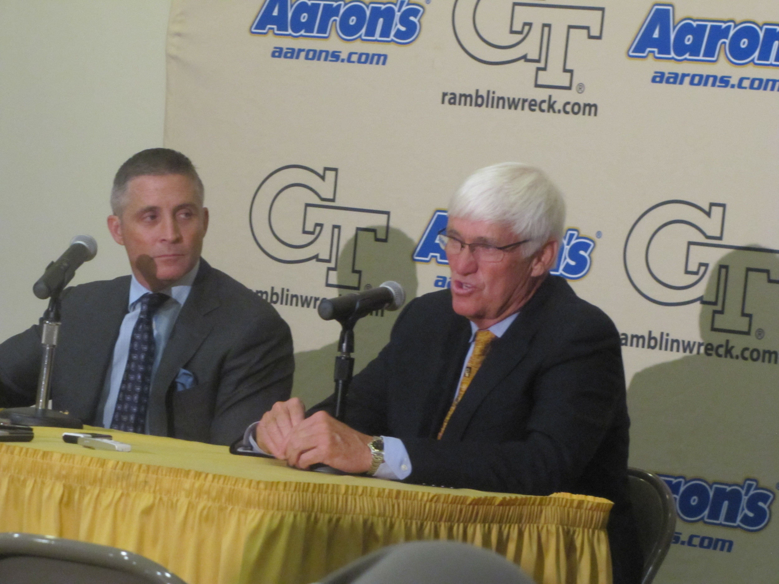 Brian Gregory and Bobby Cremins meet the media on Aug. 22.