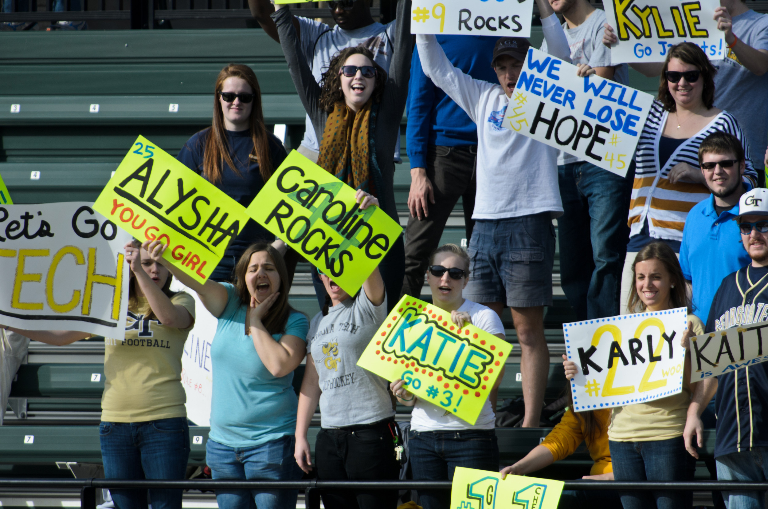 Tech fans cheer the team on.