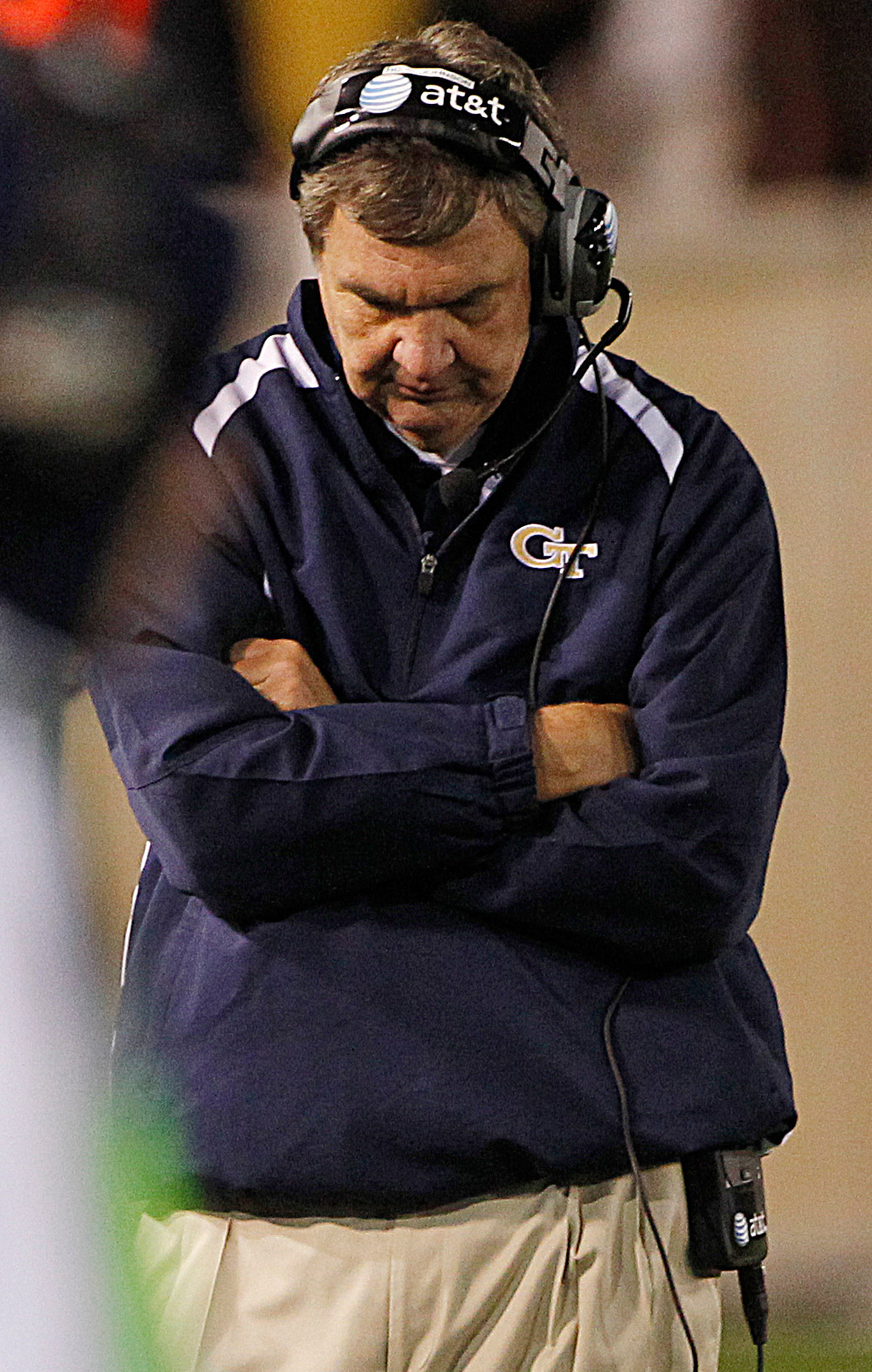 Georgia Tech head coach Paul Johnson paces on the sideline during the fourth quarter. (AP Photo/John Bazemore)
