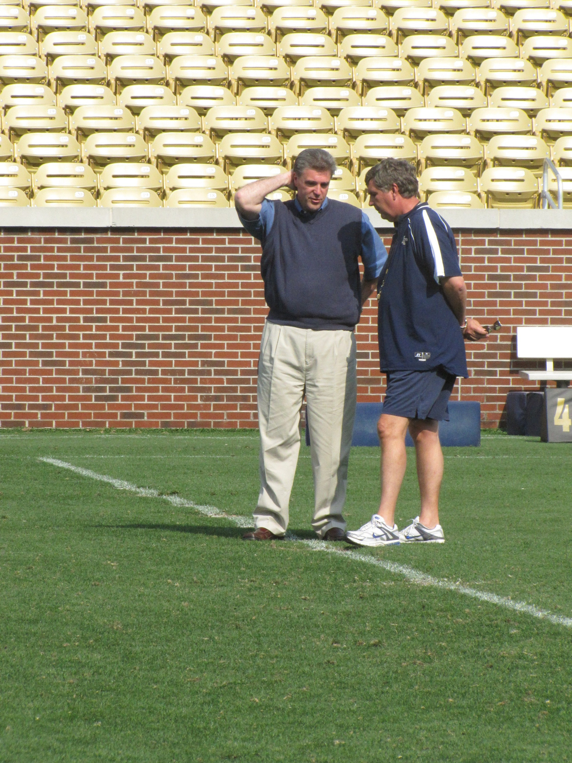 Dan Radakovich and Paul Johnson - The Georgia Tech Football team continued practice Monday, April 18