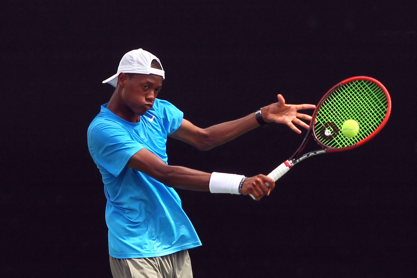 Christopher Eubanks plays his opening-round singles match against Redak Stepanek in the BB&T Atlanta Open
