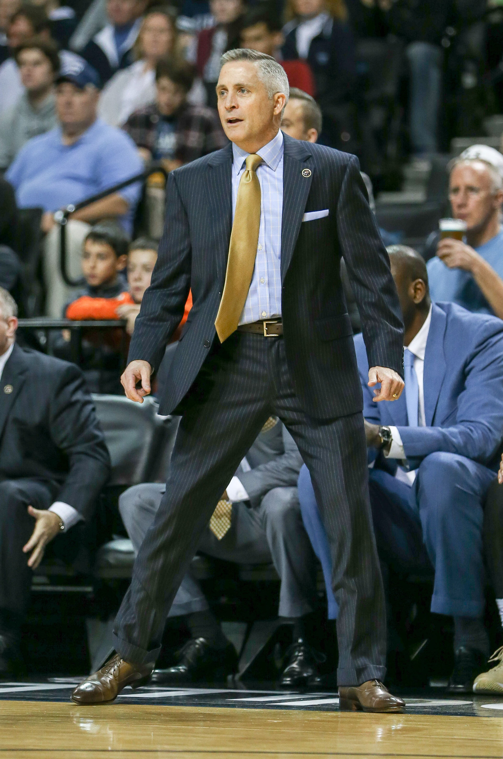 Nov 27, 2015; Brooklyn, NY, USA; Georgia Tech Yellow Jackets head coach Brian Gregory coaching. Credit: Vincent Carchietta-USA TODAY Sports