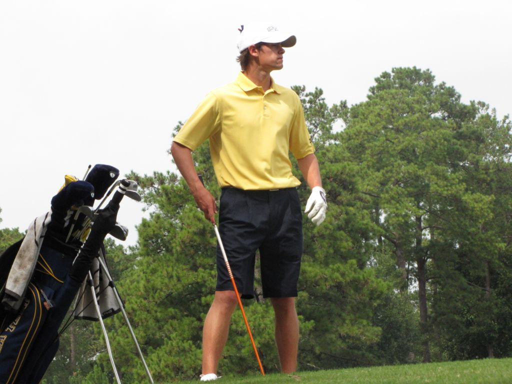 James White watches his tee shot at 9 during the final round of the Brickyard Collegiate - October 9, 2011.