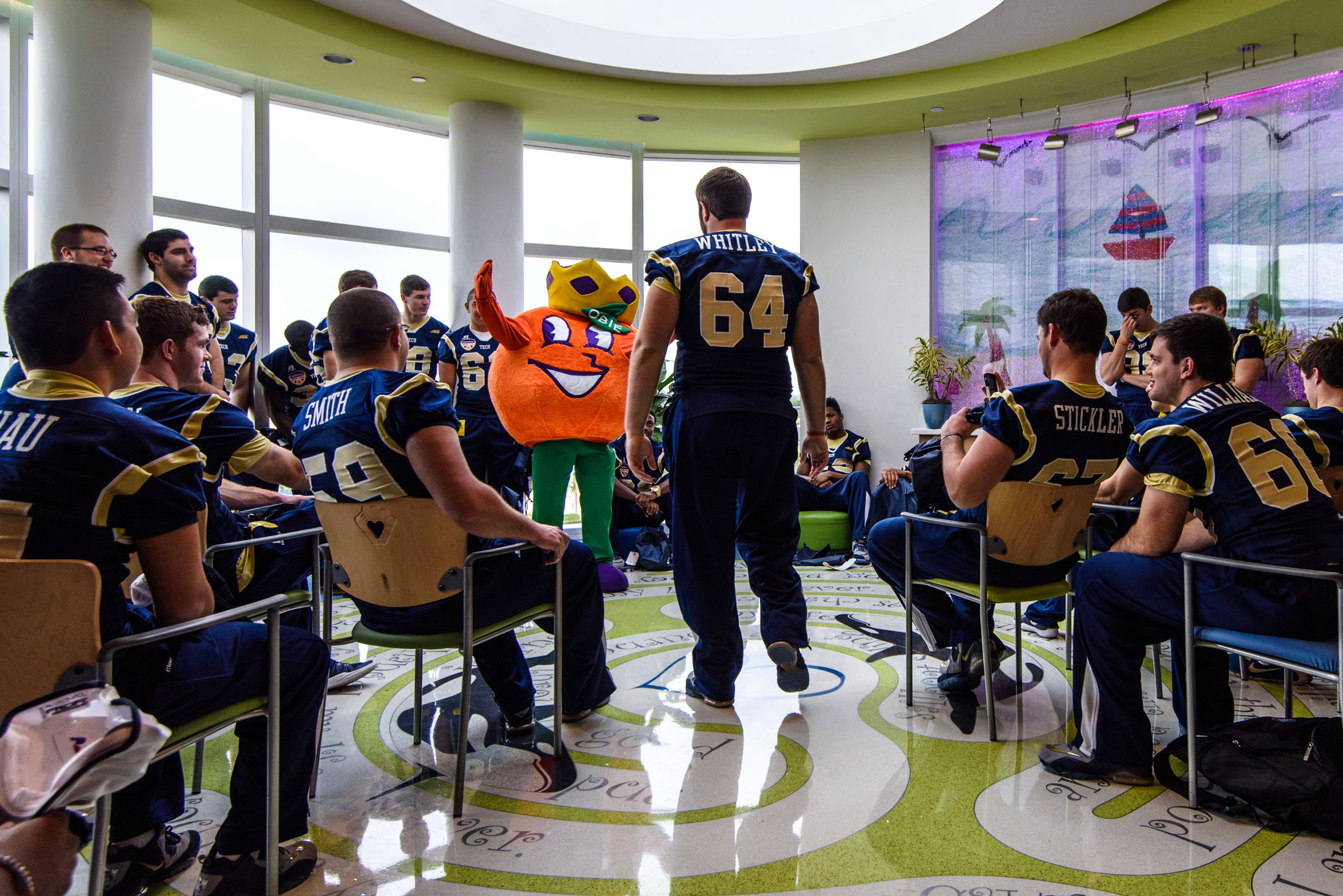 The Yellow Jackets visited the Joe DiMaggio Children's Hospital in the morning