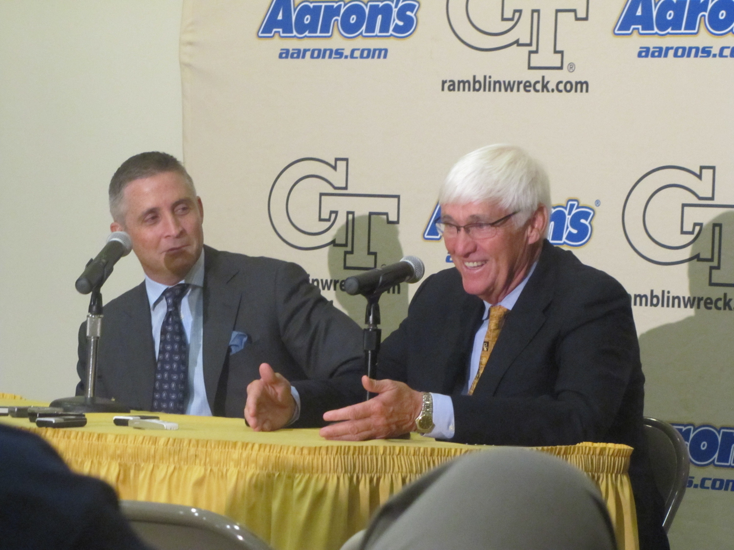 Brian Gregory and Bobby Cremins meet the media on Aug. 22.