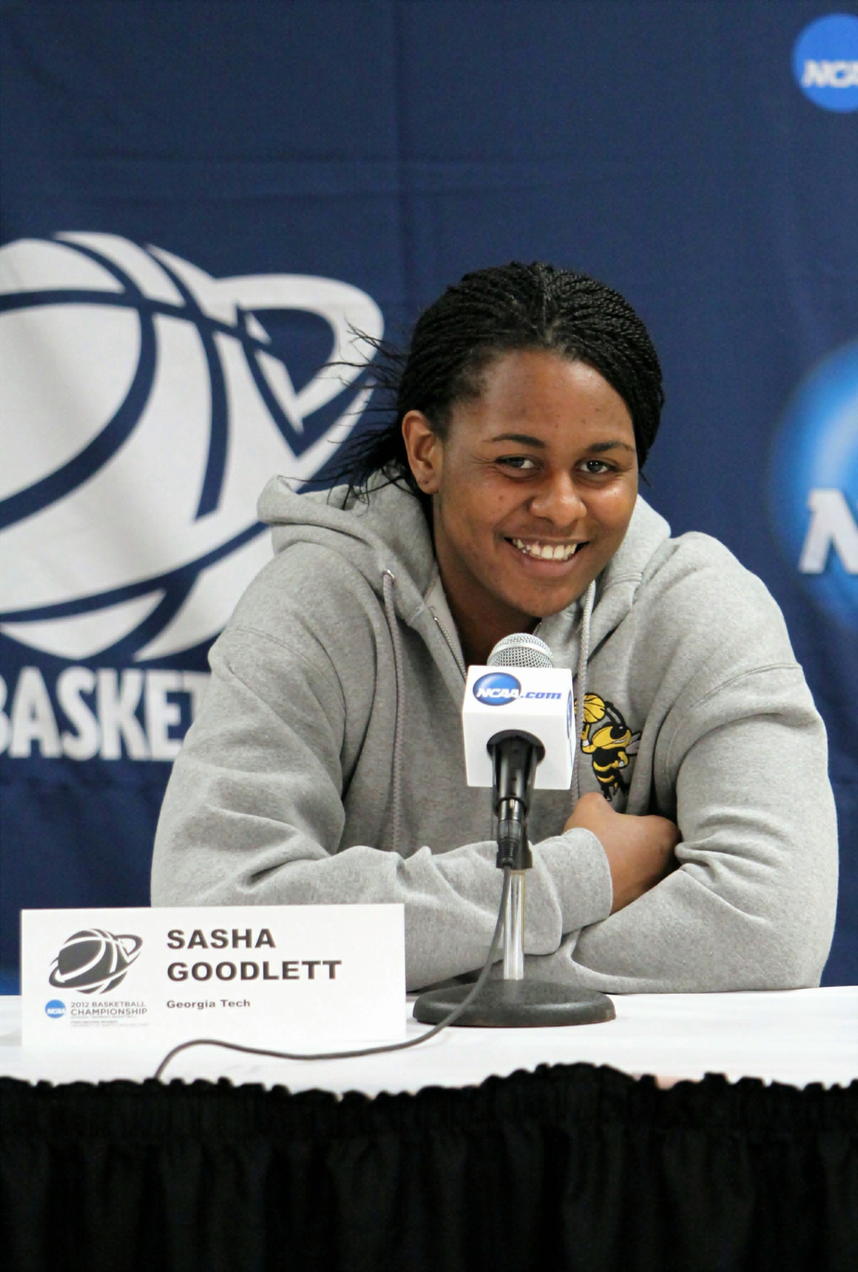Senior Sasha Goodlett at NCAA Tournament Second Round press conference.