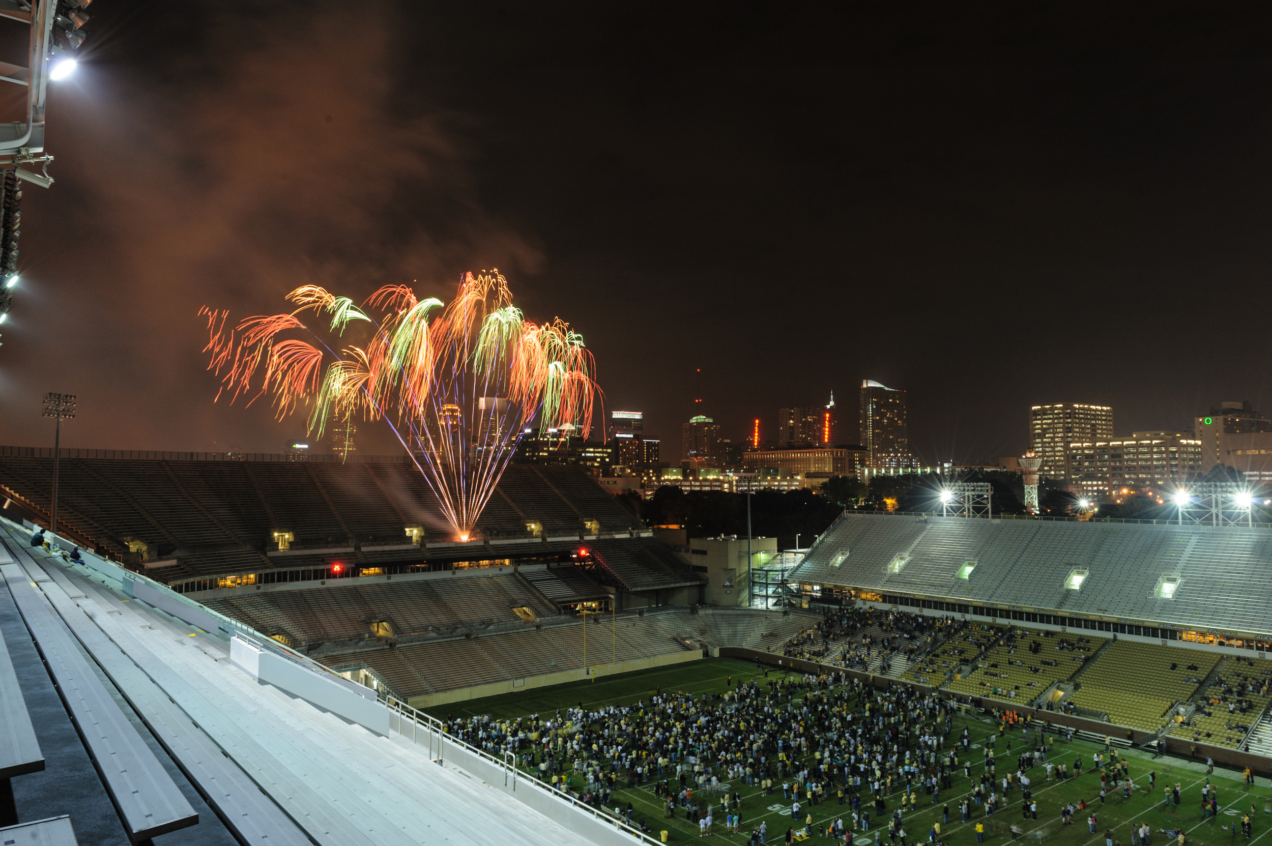 Fireworks over Bobby Dodd Stadium.