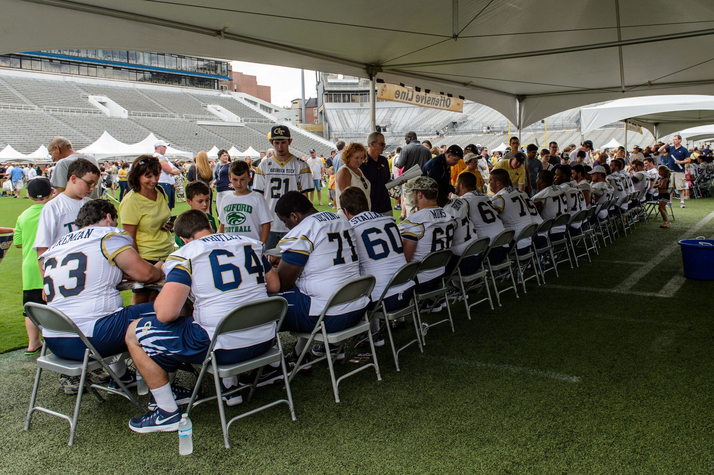 The O-line draws a crowd