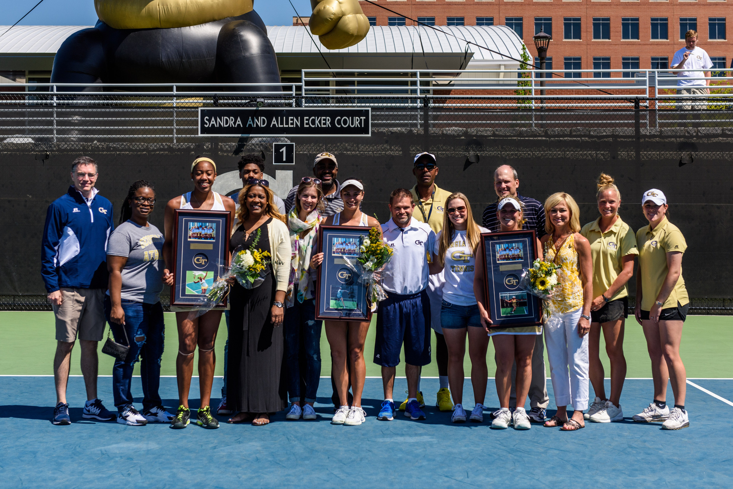 Seniors Megan Kurey, Natasha Prokhnevska, and Kendal Woodard were honored before the match