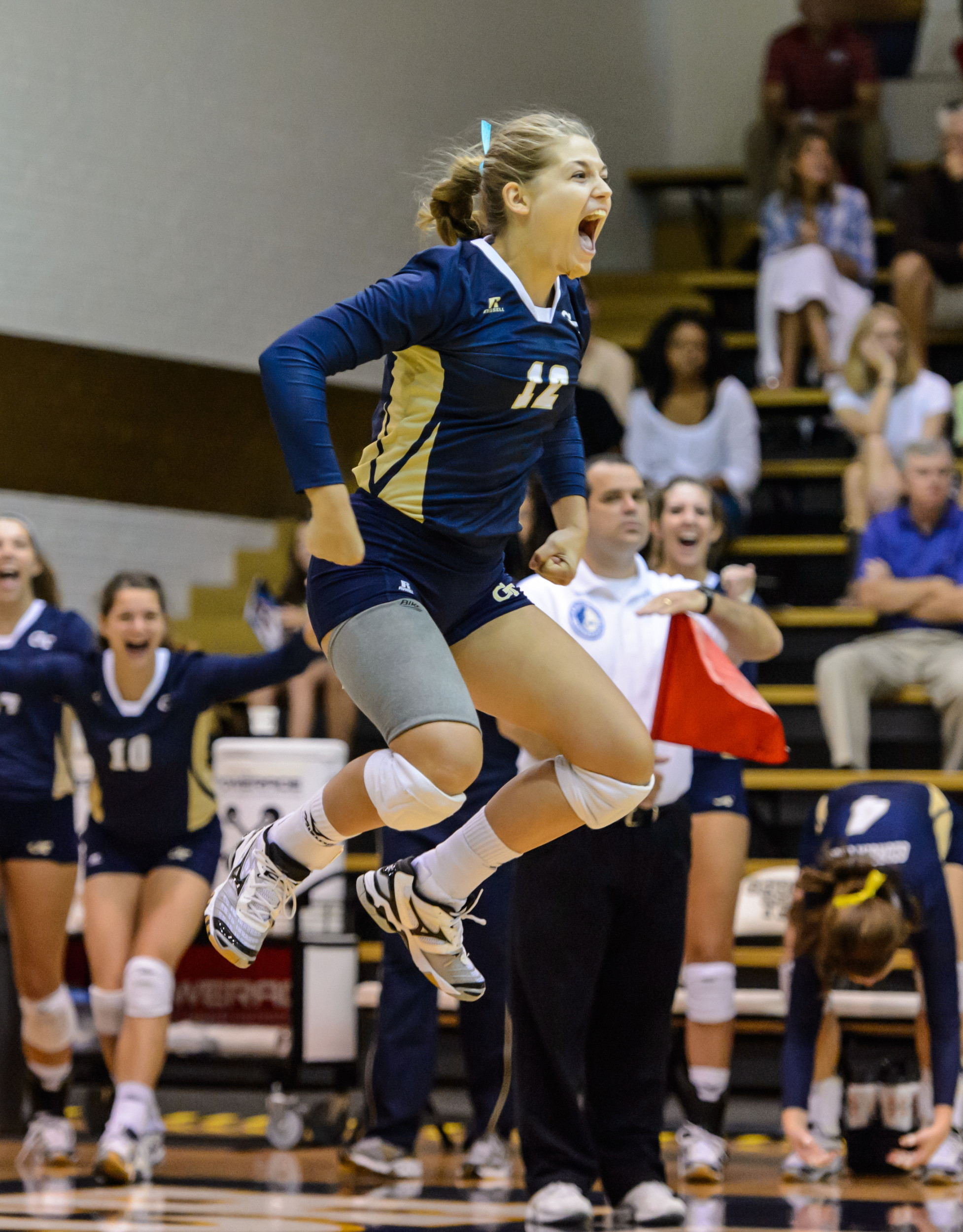 Wimberly Wilson (12) celebrates her first collegiate ace.
