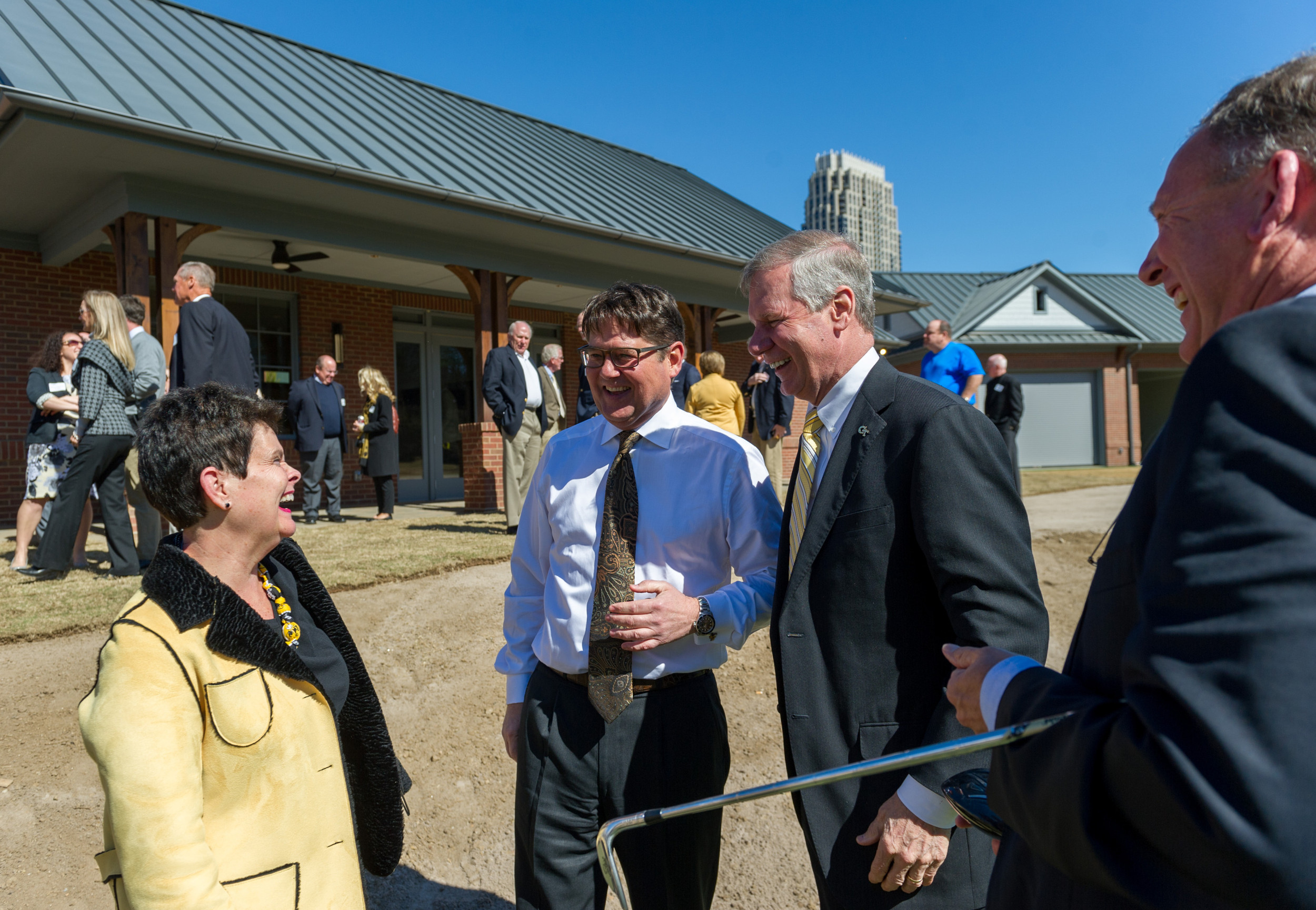Tom Noonan, Bruce Heppler and Dr. Bud Peterson at the Noonan Golf Facility dedication, February 16, 2017