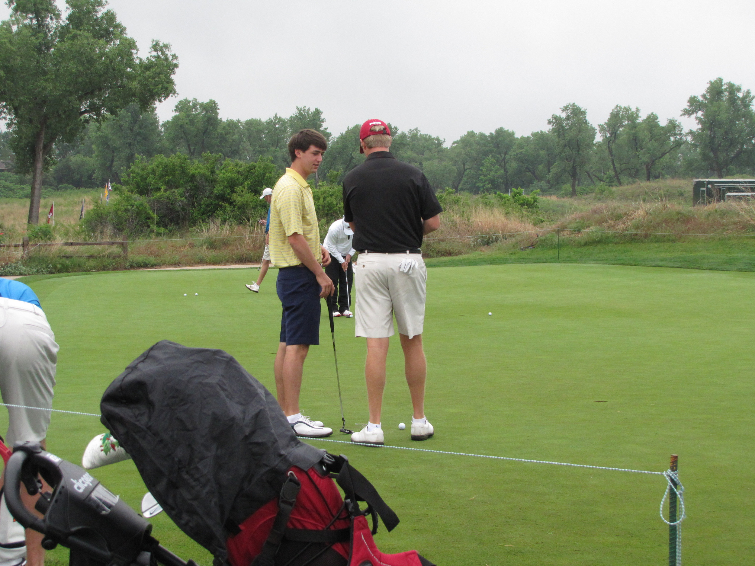 Ollie Schniederjans on the practice green before the first round of NCAA Championship, May 24, 2014
