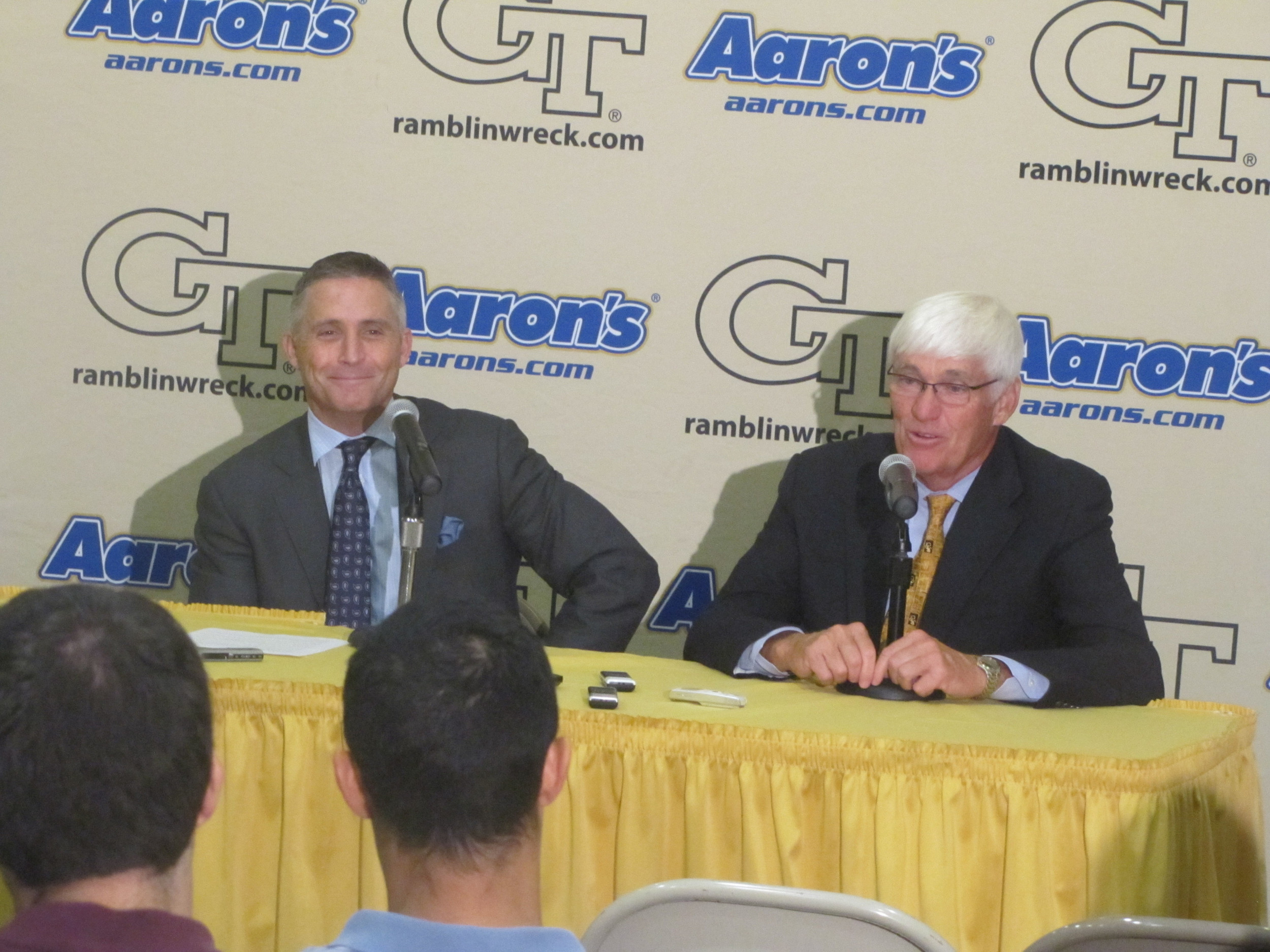 Brian Gregory and Bobby Cremins meet the media on Aug. 22.