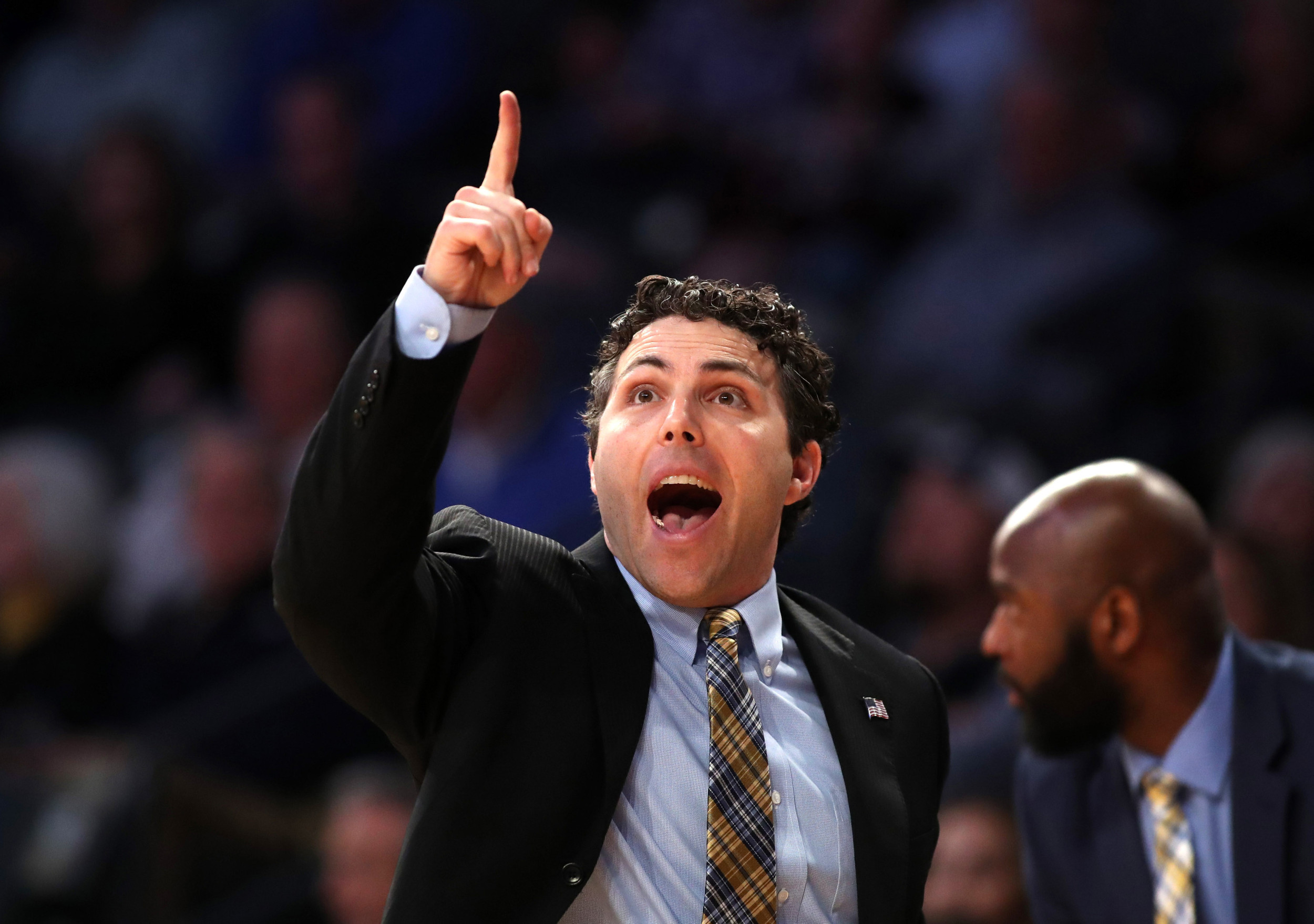 Feb 17, 2018; Atlanta, GA, USA; Georgia Tech Yellow Jackets head coach Josh Pastner reacts to a play during the first half against the Virginia Tech Hokies at McCamish Pavilion. Mandatory Credit: Jason Getz-USA TODAY Sports