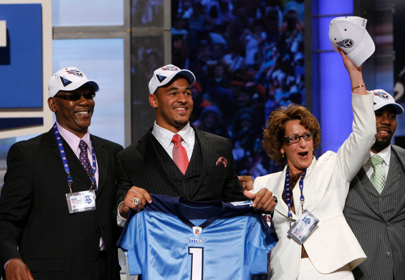 Georgia Tech wide reciever Demaryius Thomas responds to questions during a news conference after he was selected as the 22nd overall pick by the Denver Broncos in the first round of the NFL football draft at Radio City Music Hall Thursday, April 22, 2010, in New York. (AP Photo/Stephen Chernin)