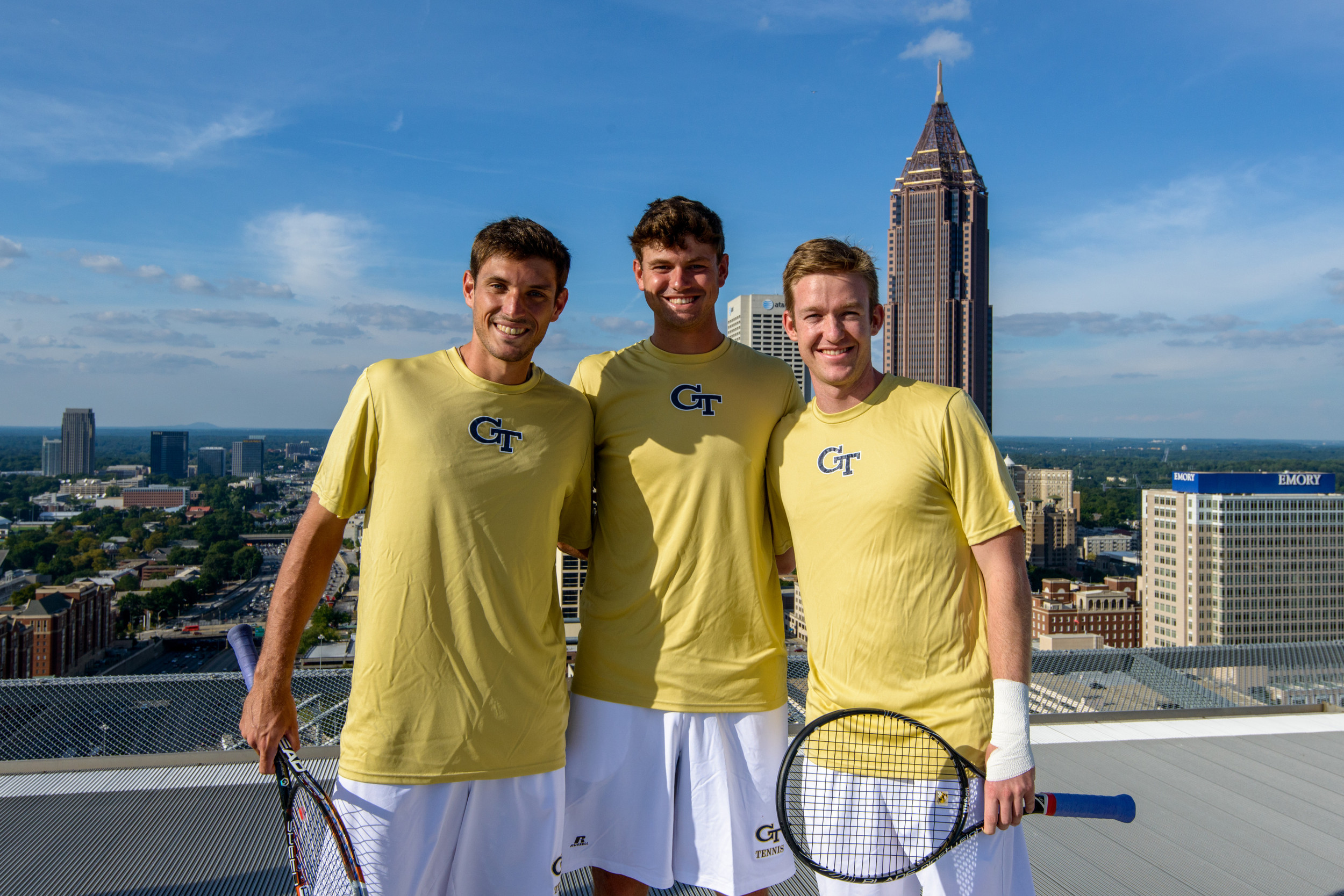 Georgia Tech men's tennis shoot on top of the W Hotel in downtown Atlanta - Eduardo Segura, Nathan Rakitt, Casey Kay