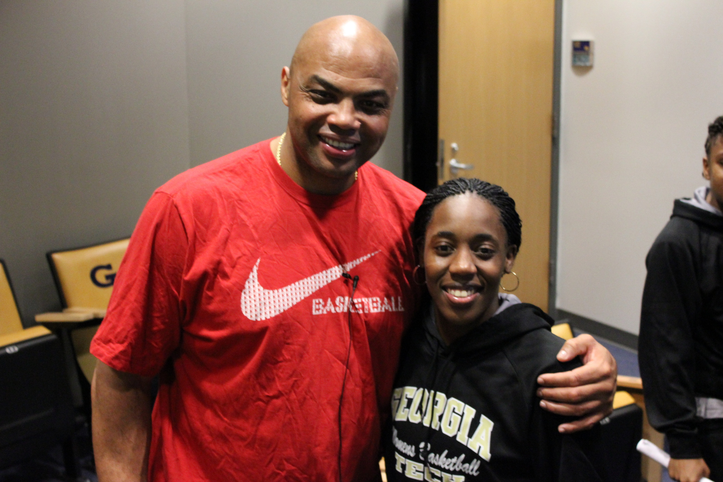 Charles Barkley visited the Georgia Tech Women's Basketball team Thursday, Feb 2, 2012 - With Metra Walthour