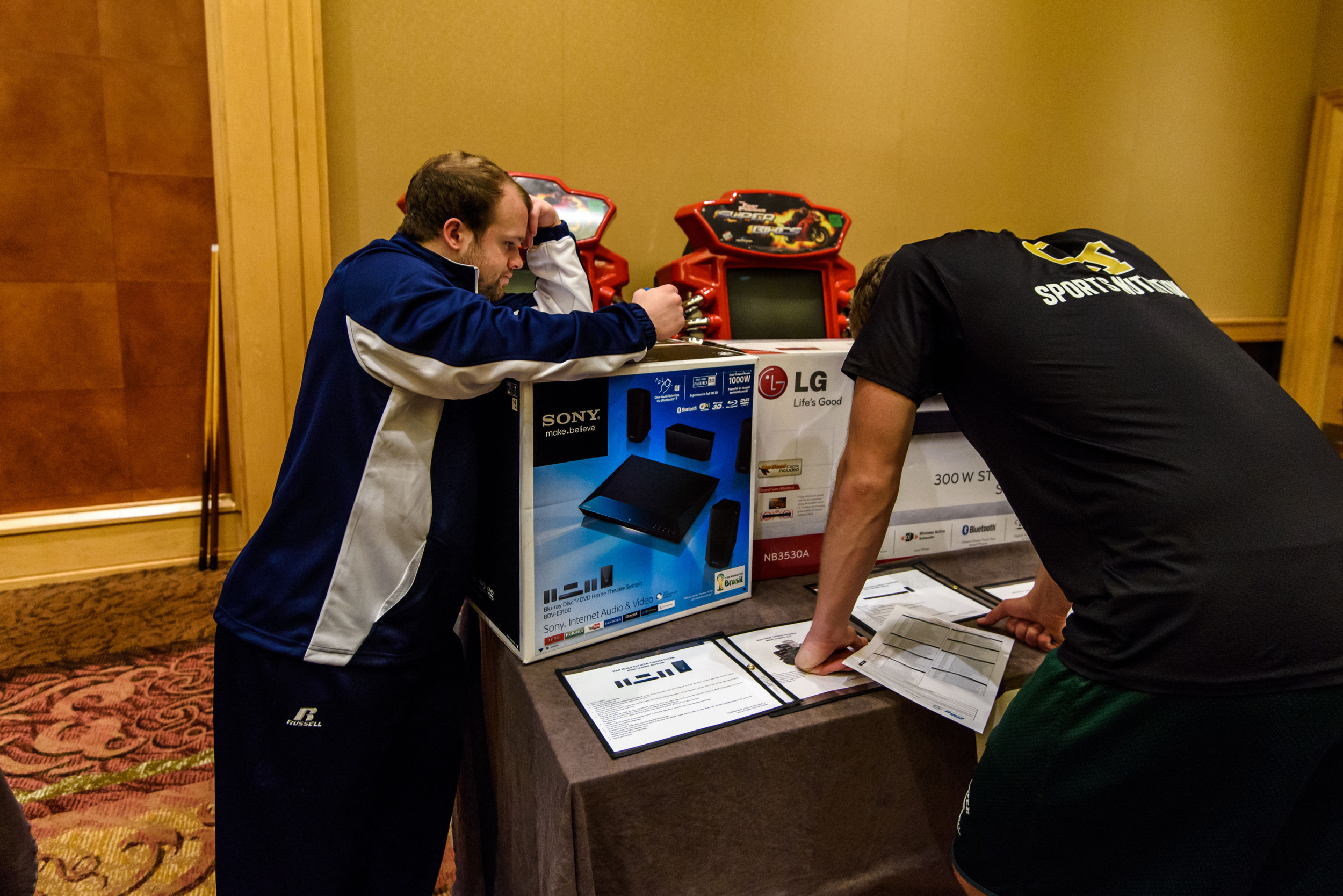 The Yellow Jackets perused the Orange Bowl Gift Suite