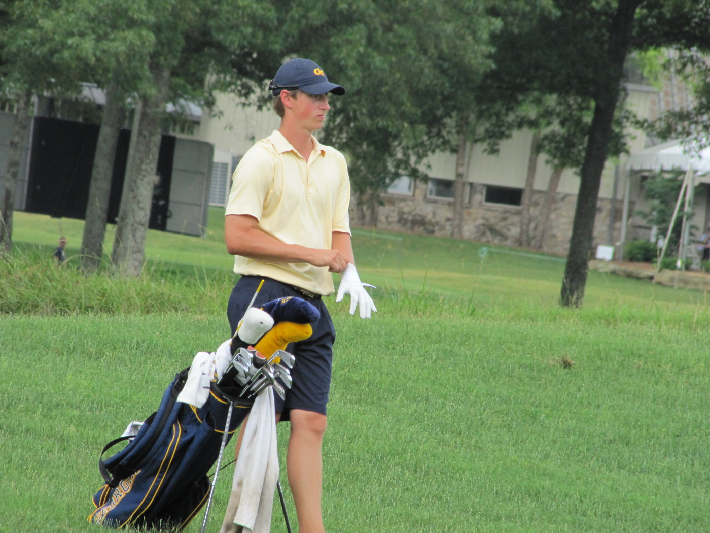 John-Tyler Griffin contemplates his next shot during Tech's quarterfinal match with Augusta State in the NCAA Golf Championship.