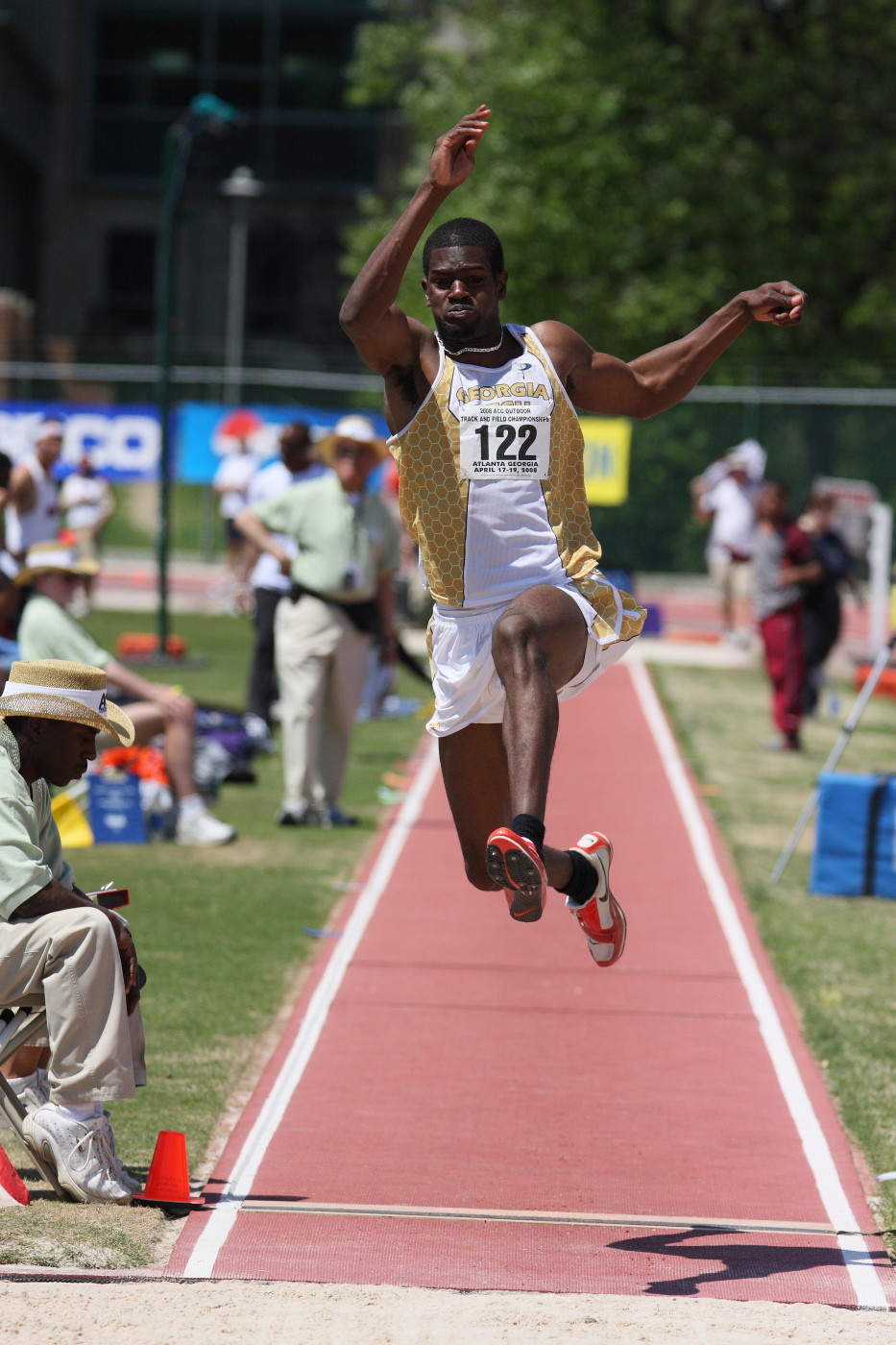 James Lemons on his way to a third-place finish in the long jump