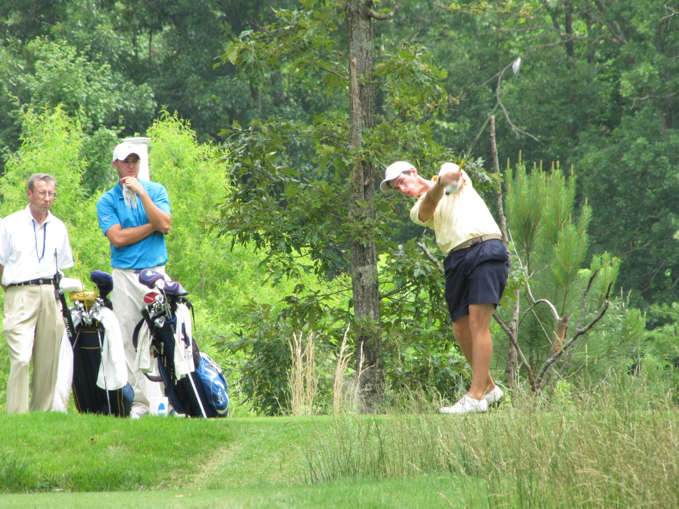 Kyle Scott tees off No. 3 during Tech's quarterfinal match with Augusta State at the NCAA Golf Championship.