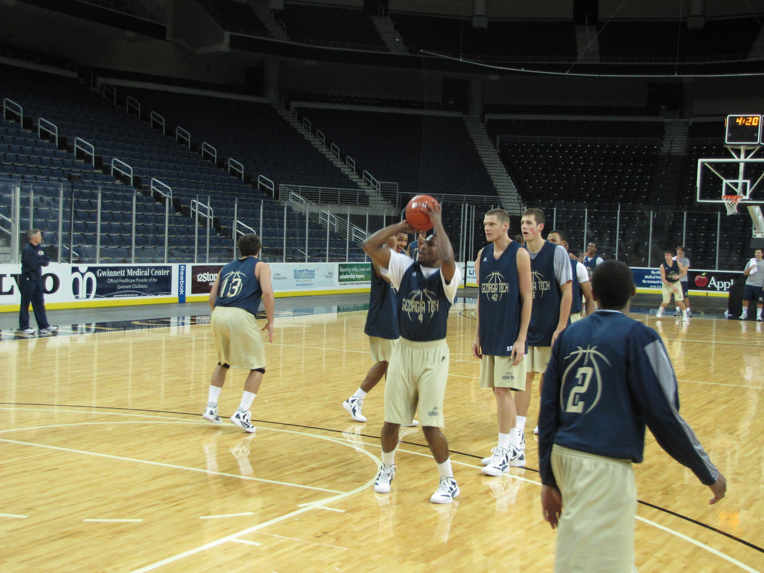 Georgia Tech men's basketball practice at the Arena at Gwinnett, November 2, 2011