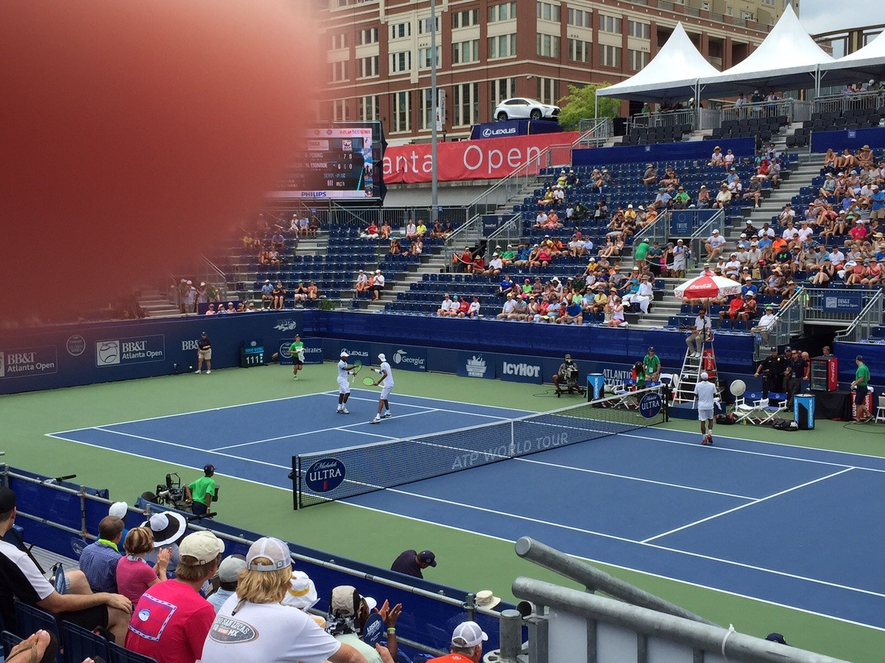 Christopher Eubanks and Donald Young during their quarterfinal match vs. Austin Krijicek and Nicholas Monroe at the BB&T Atlanta Open