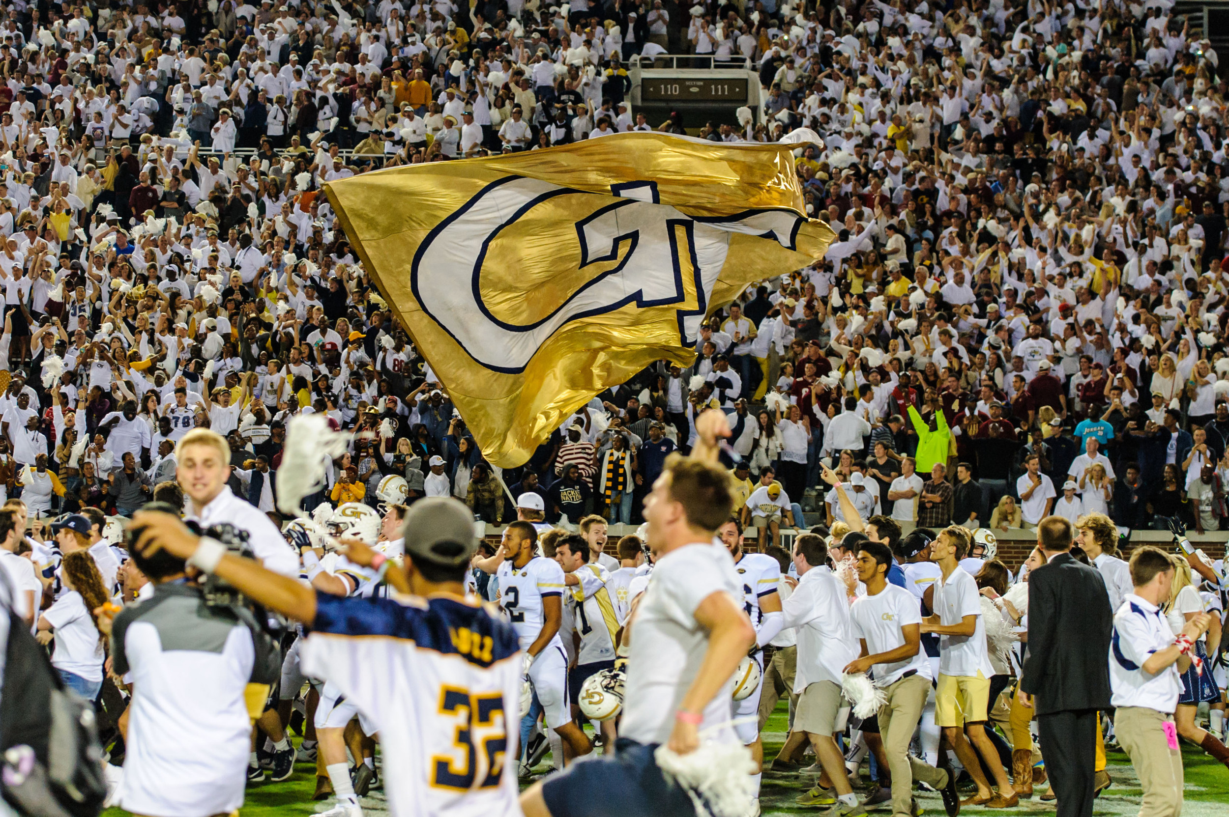 The GT Flag flies over the field